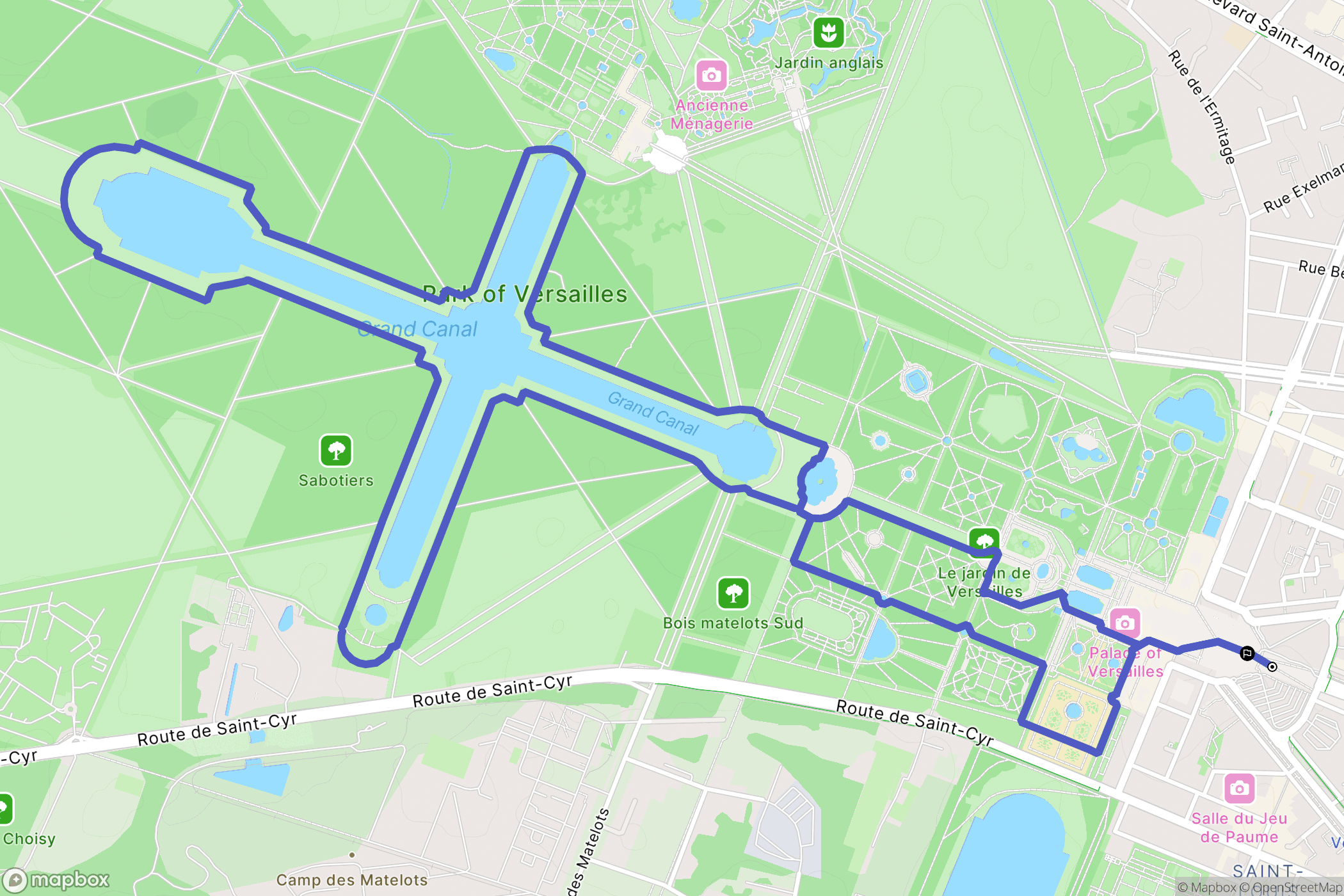 Versailles : carte du parcours de randonnée - France