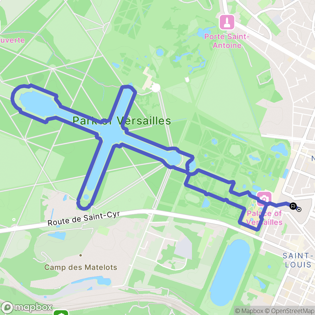 Versailles : carte du parcours de randonnée - France