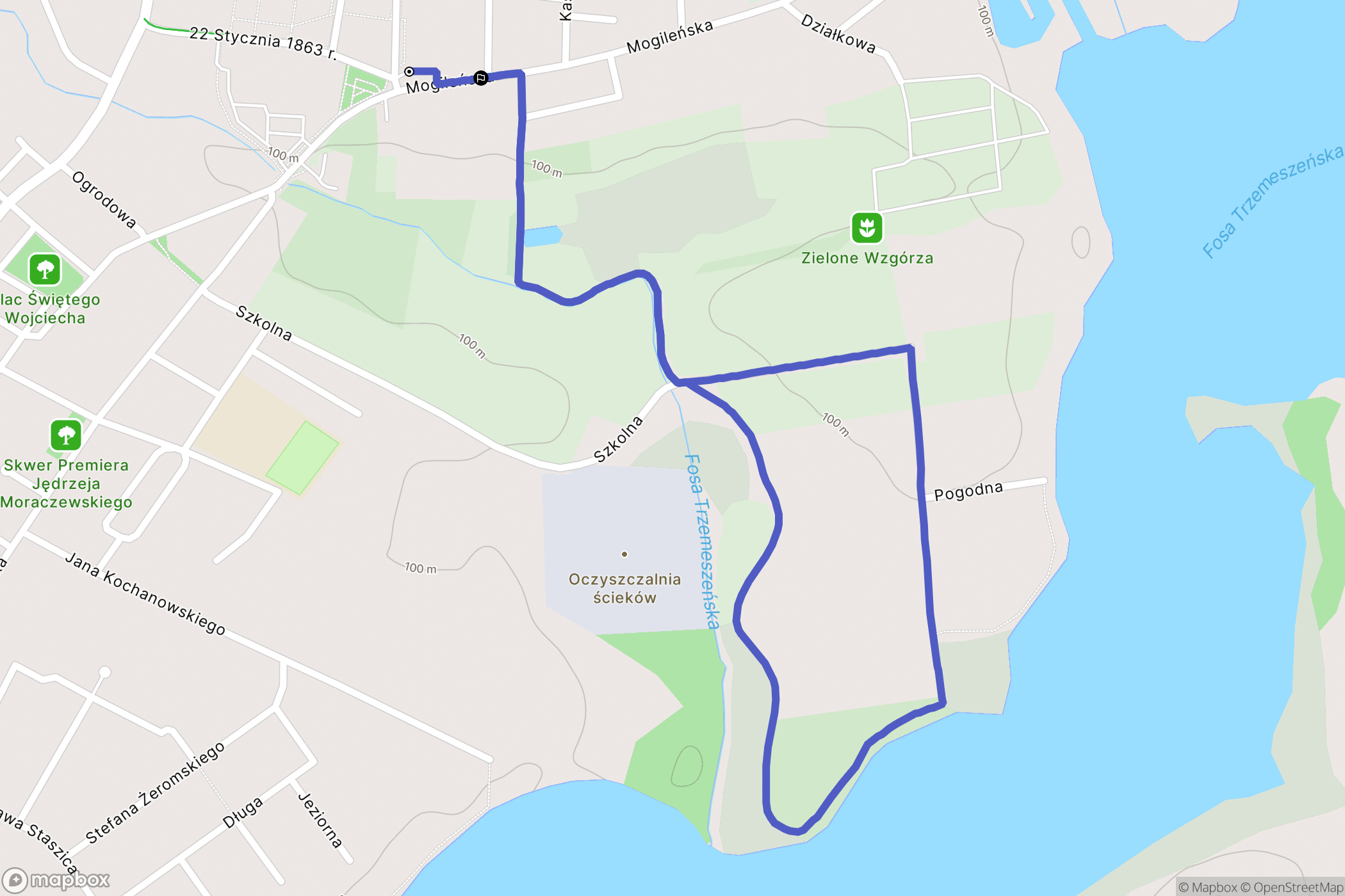 Trzemeszno: mapa trasy - Poland