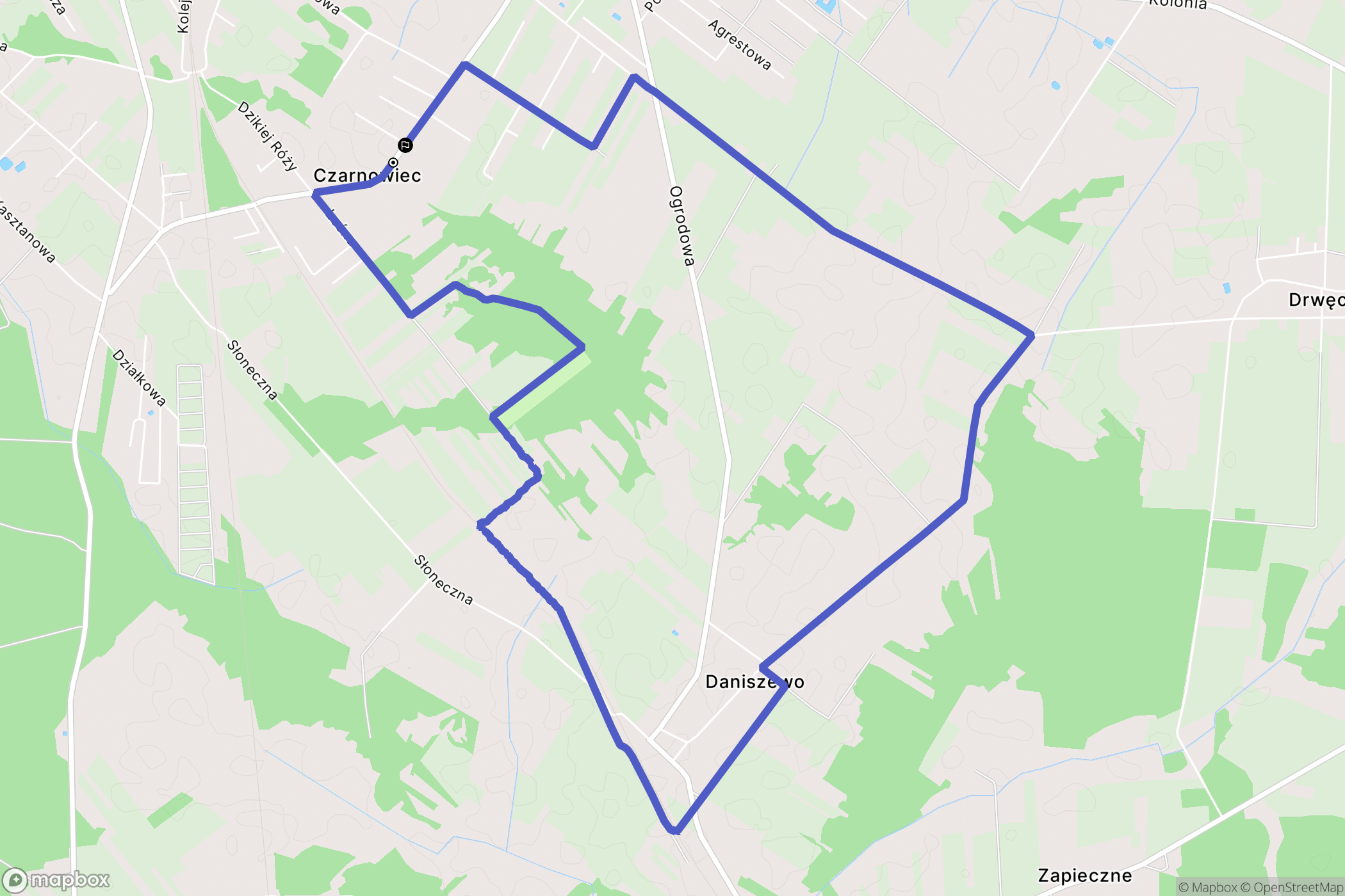 Czarnowiec: mapa trasy - Poland