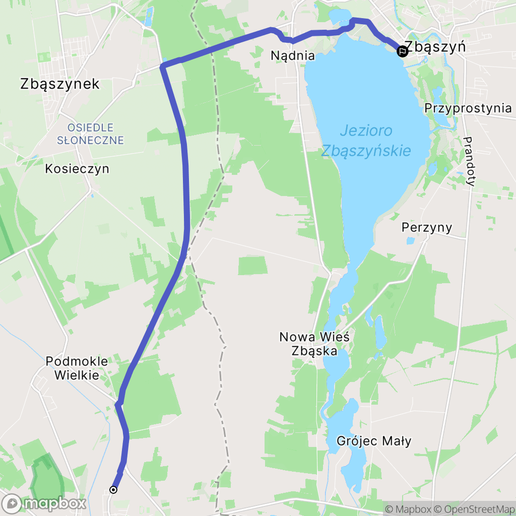 Babimost: mapa trasy - Poland