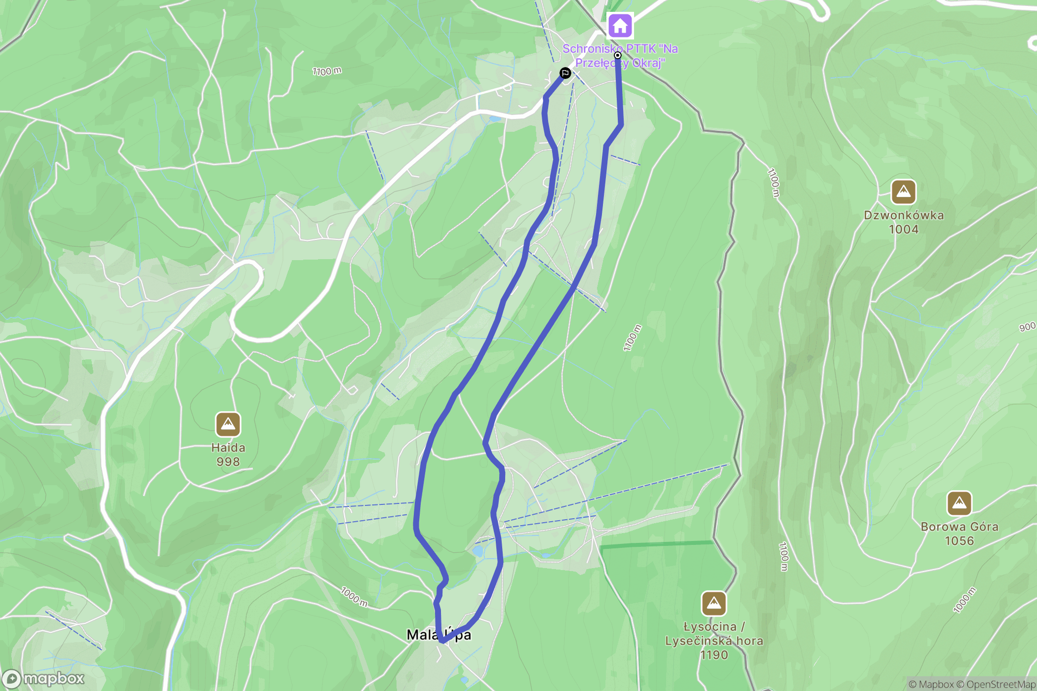 Malá Úpa: mapa trasy - Czechia