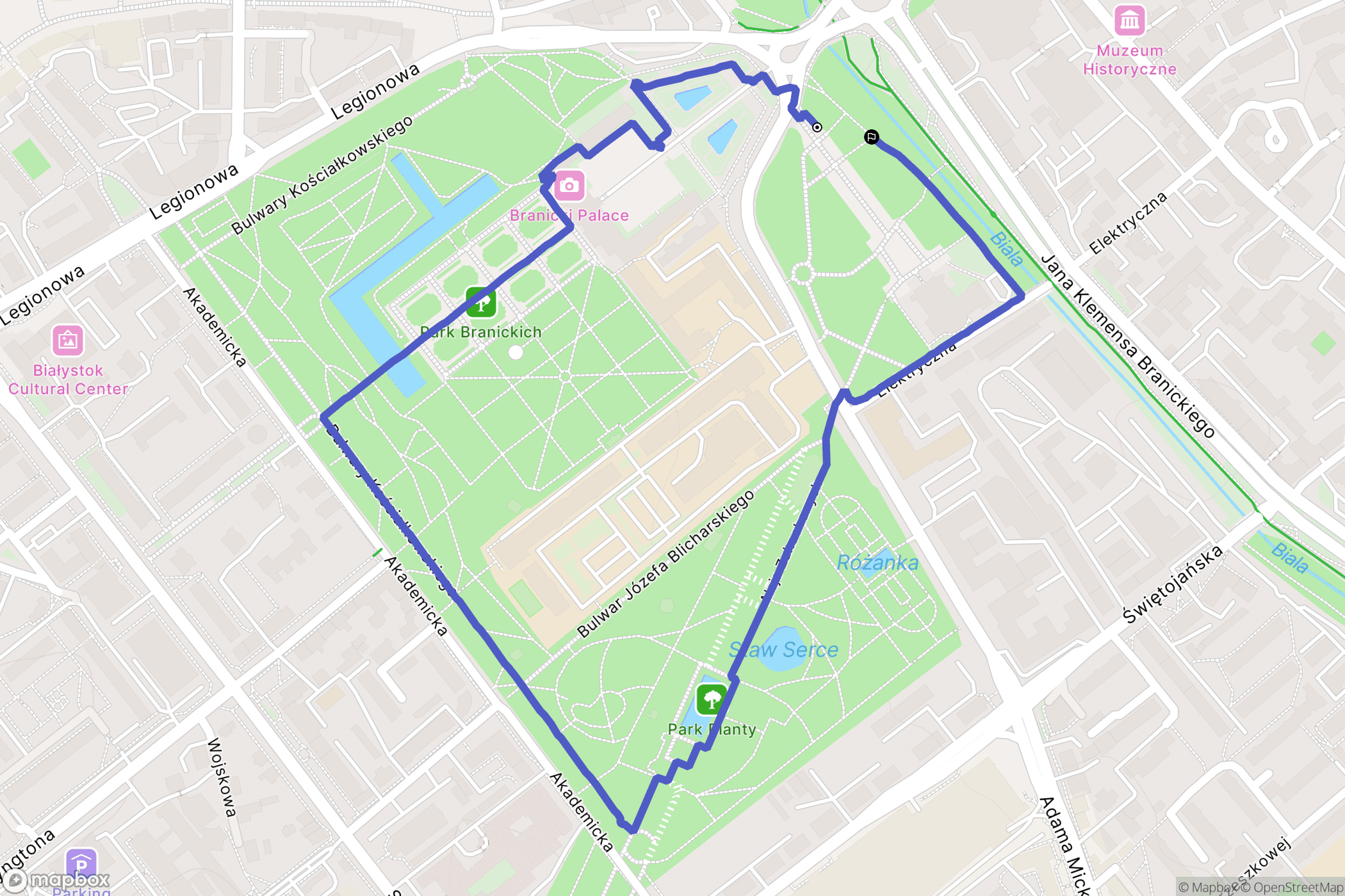 Białystok: mapa trasy - Poland