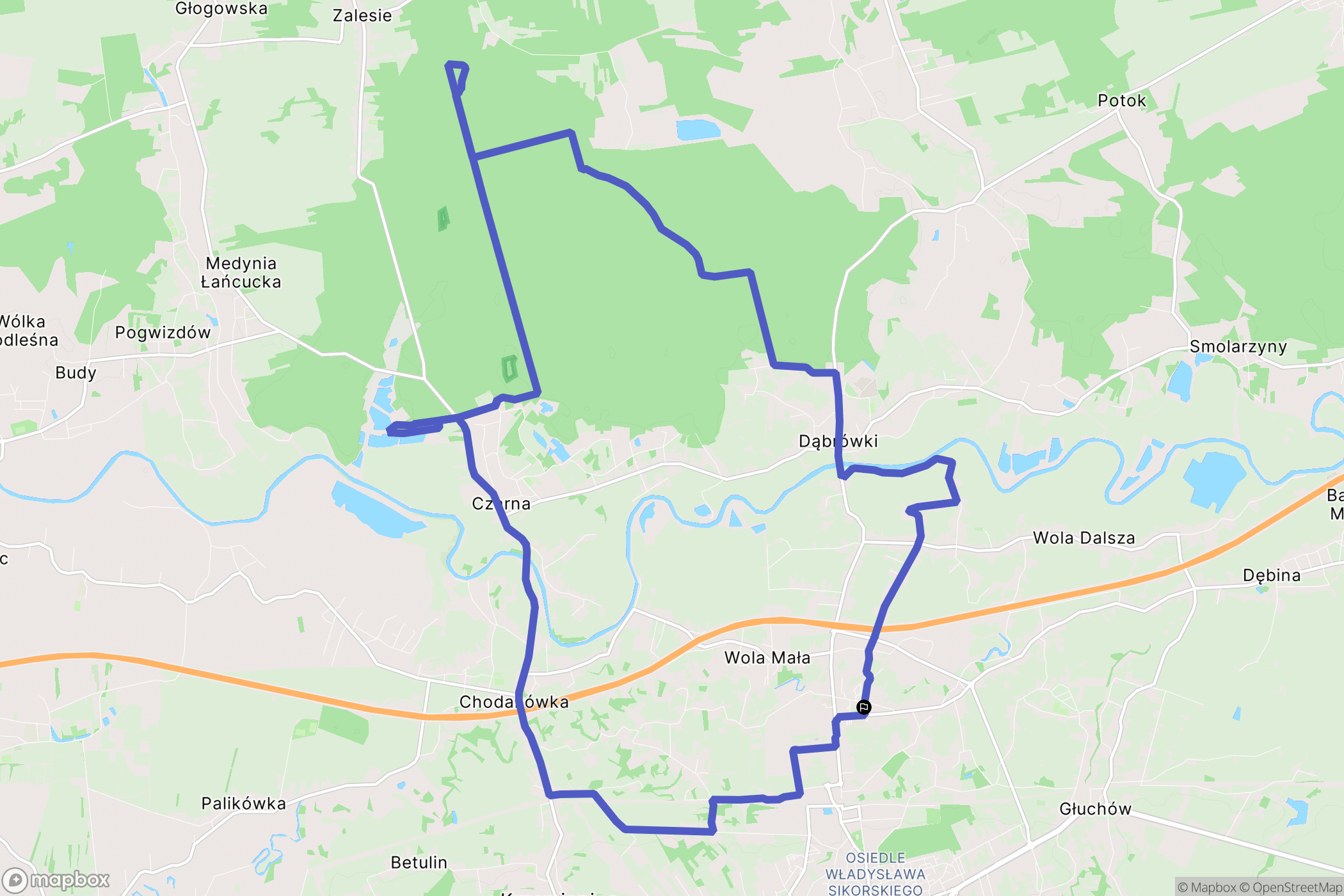 Łańcut: mapa trasy - Poland