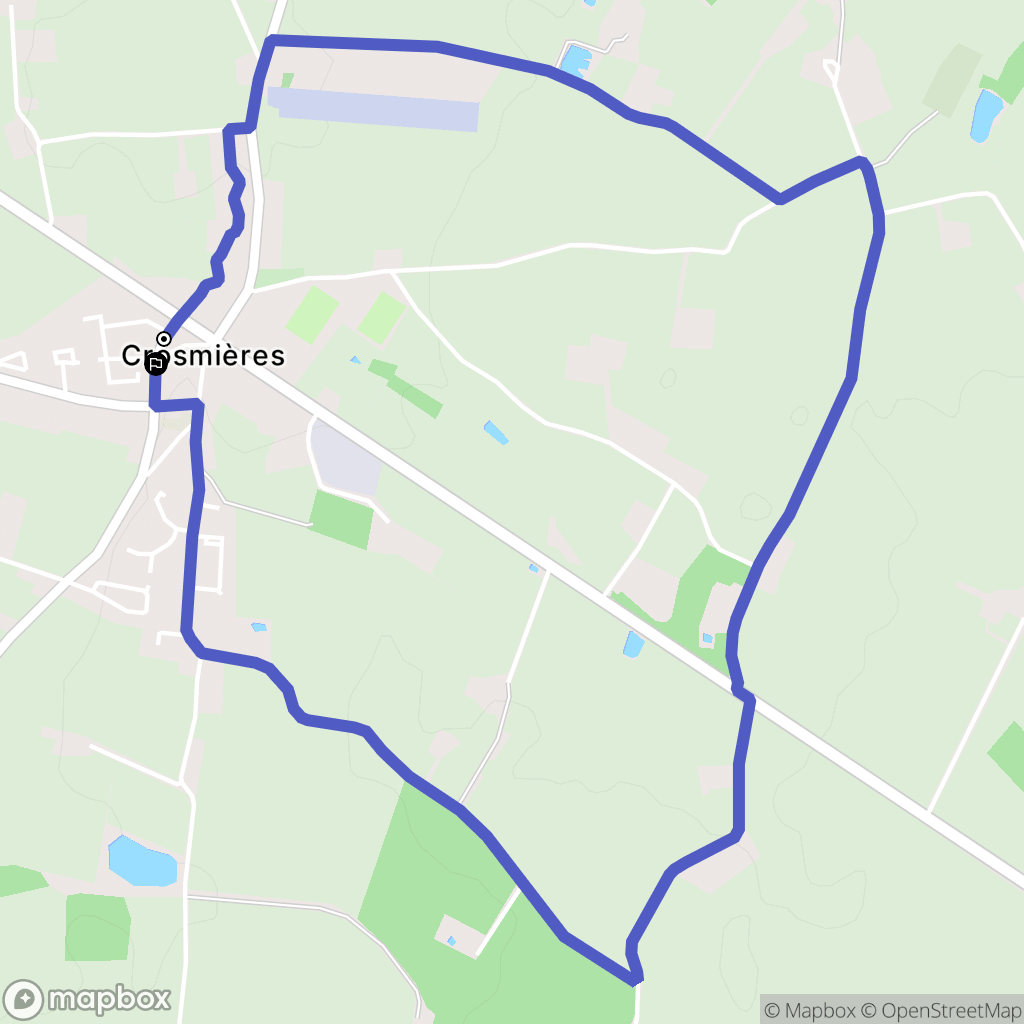 Crosmières : carte du parcours de randonnée - France