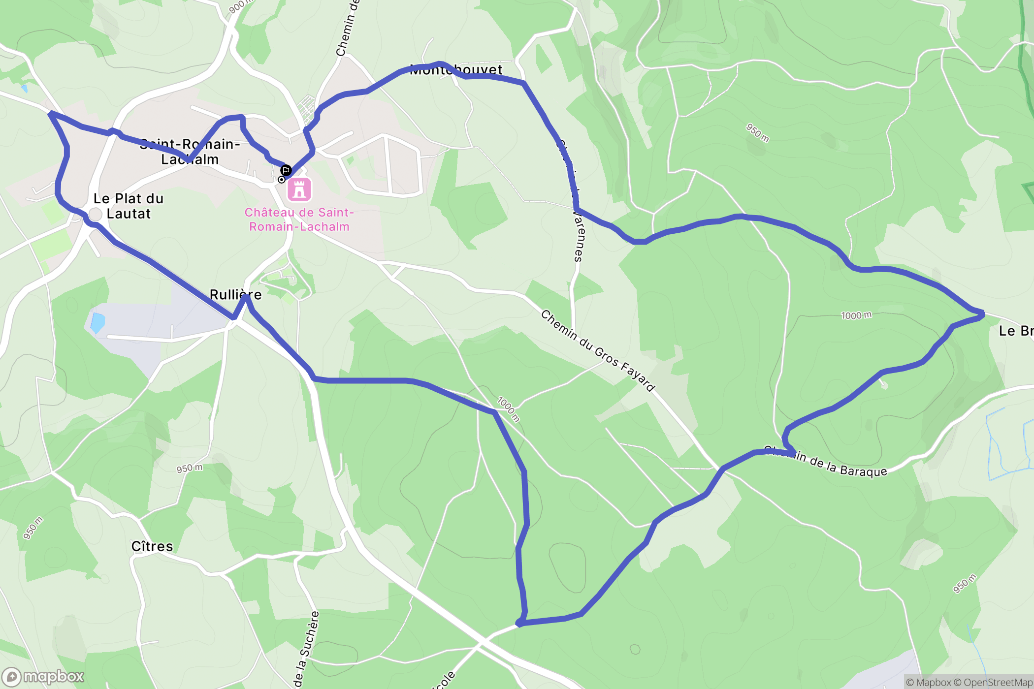 Saint-Romain-Lachalm : carte du parcours de randonnée - France