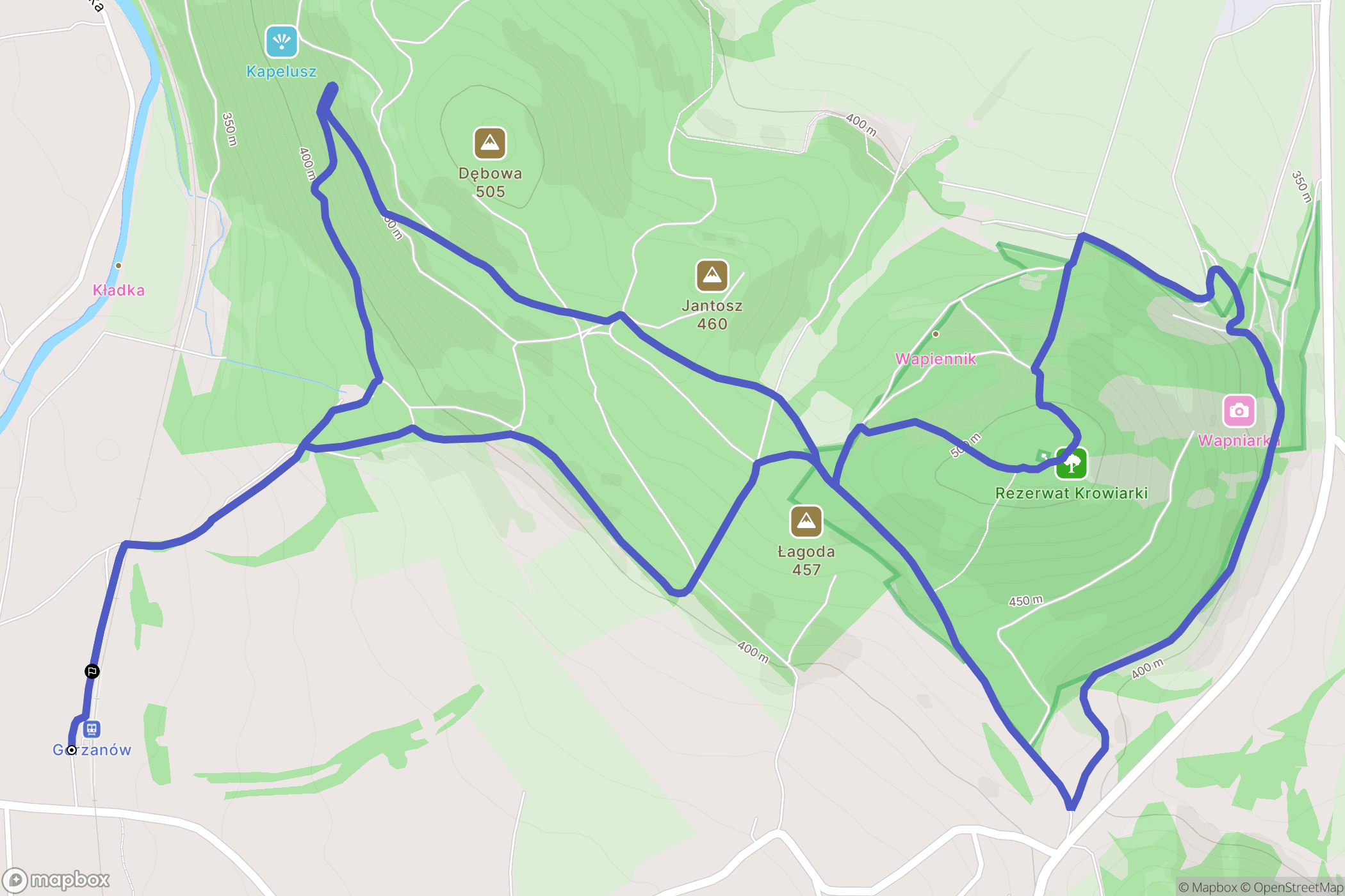 Gorzanów: mapa trasy - Poland