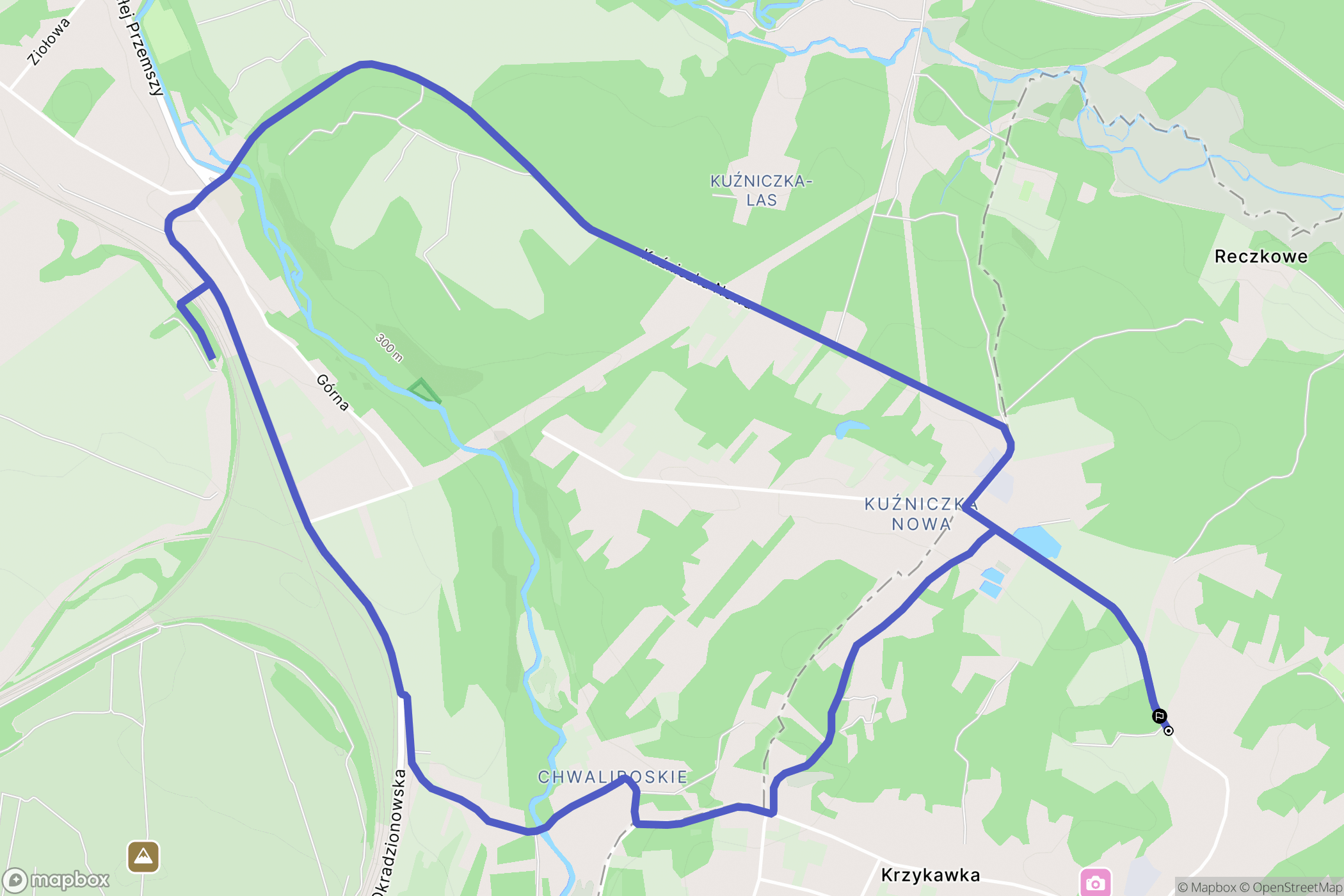 Krzykawka: mapa trasy - Poland