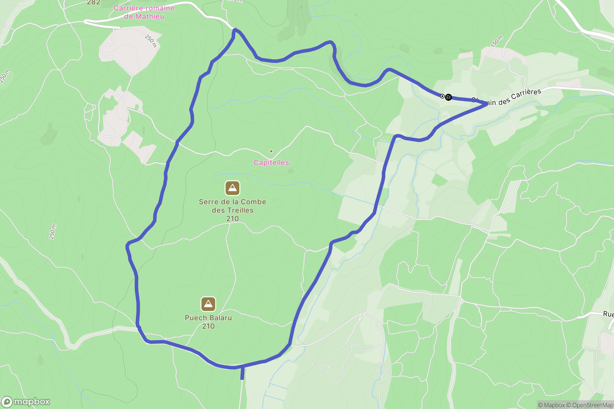 Fons : carte du parcours de randonnée - France