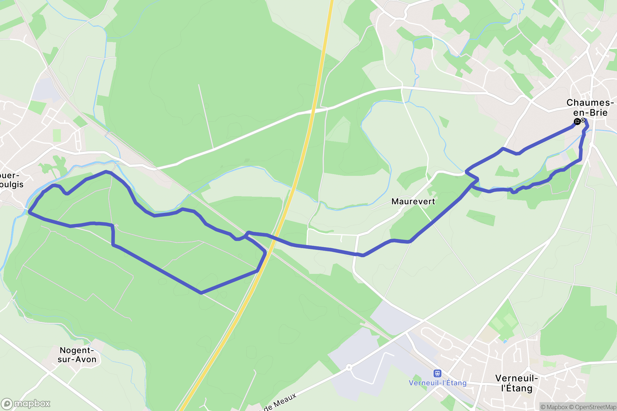 Chaumes-en-Brie : carte du parcours de randonnée - France