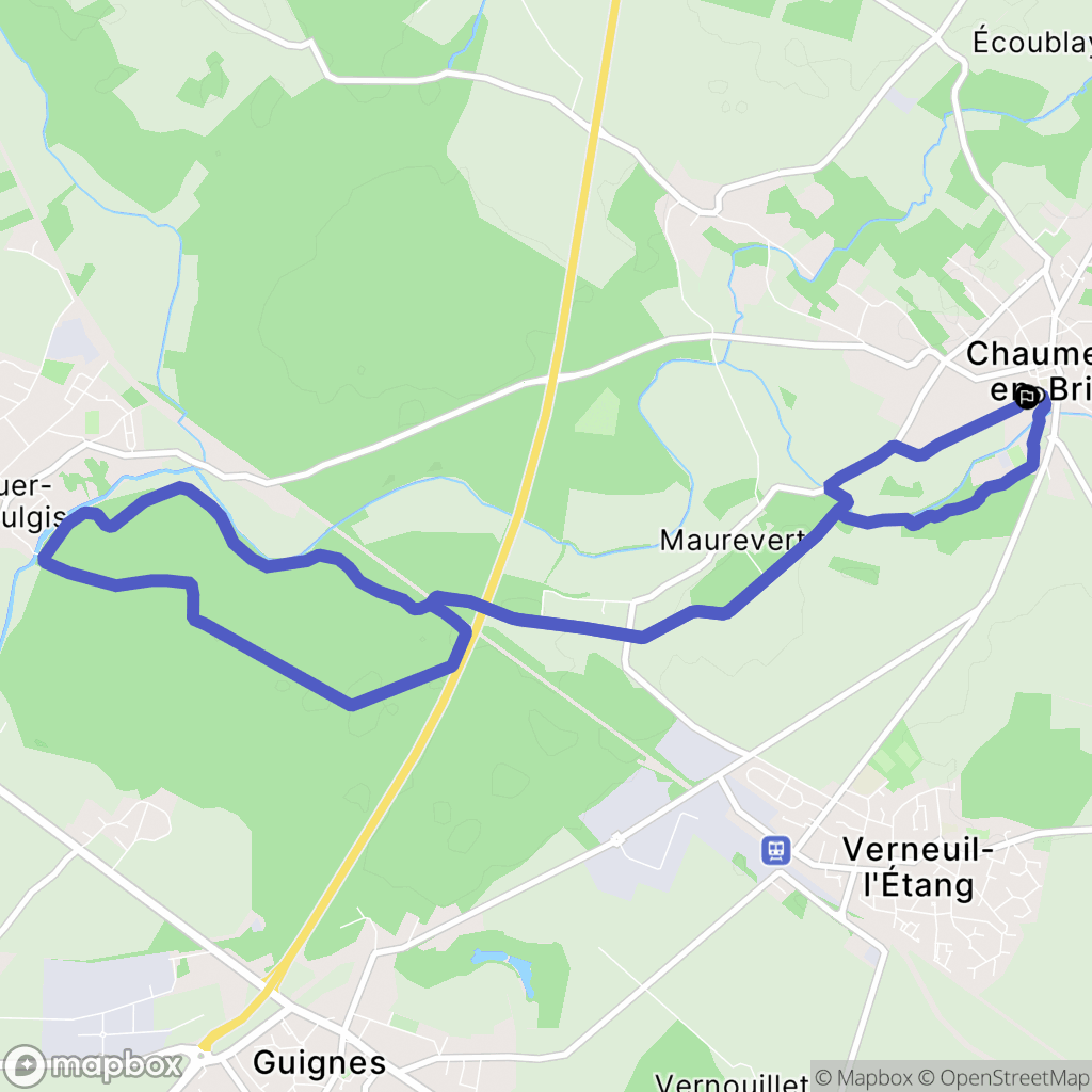Chaumes-en-Brie : carte du parcours de randonnée - France