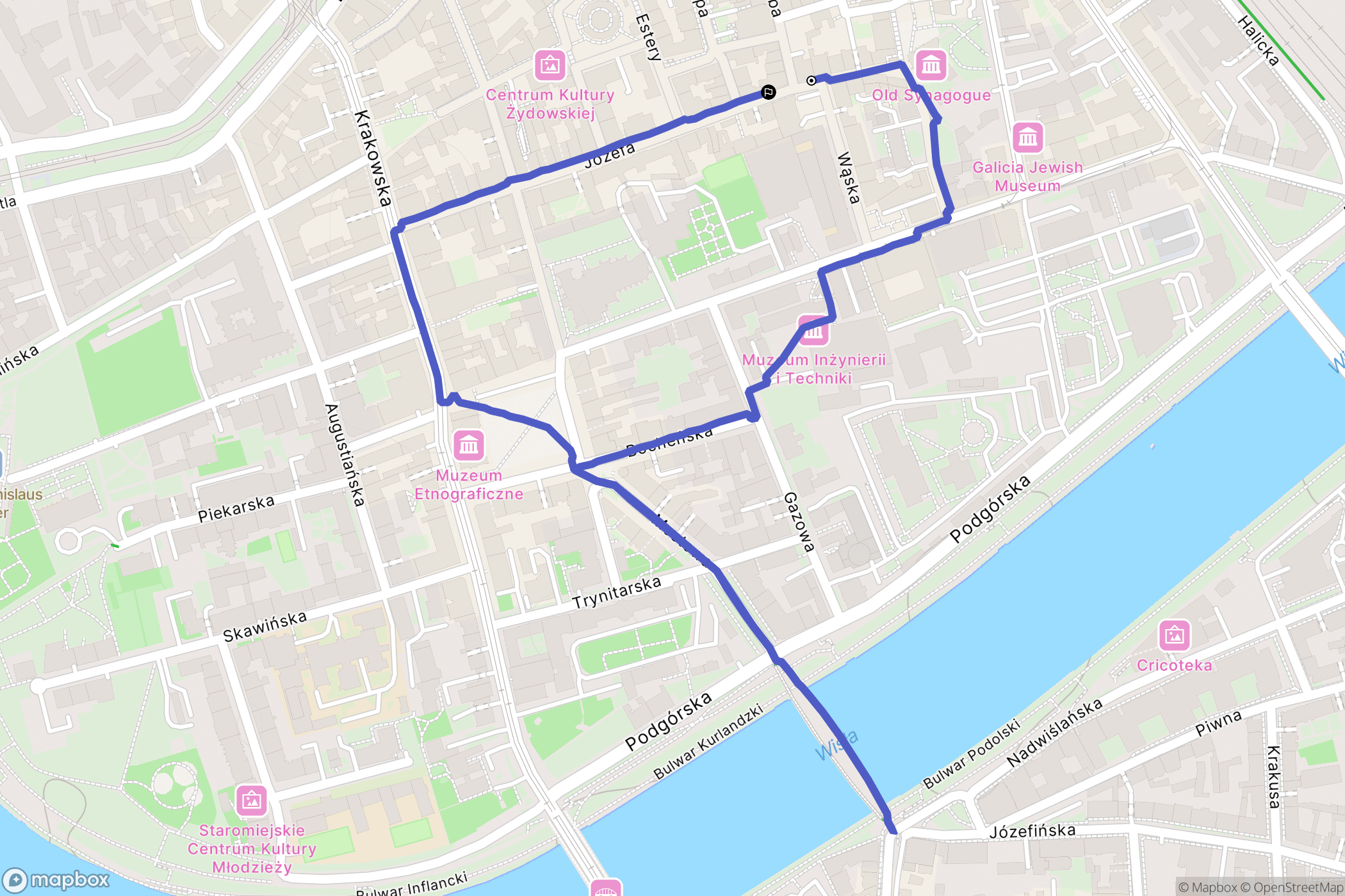 Kraków: mapa trasy - Poland