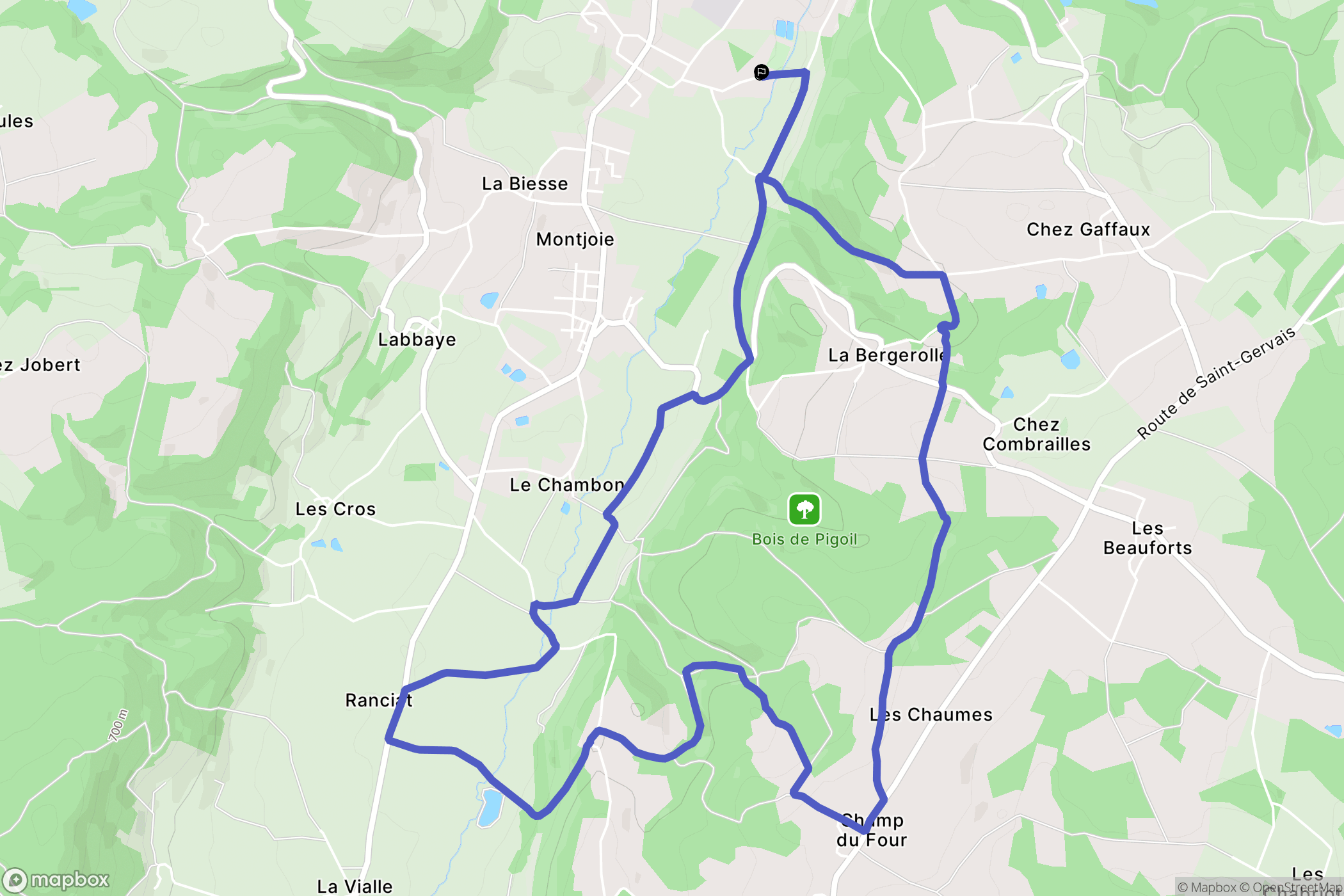 Youx : carte du parcours de randonnée - France