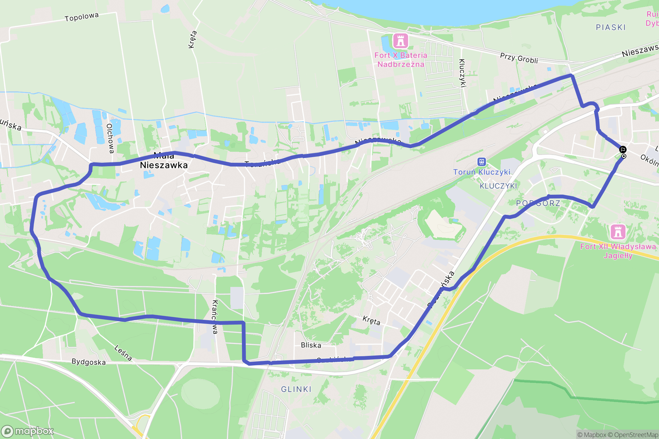 Toruń: mapa trasy - Poland