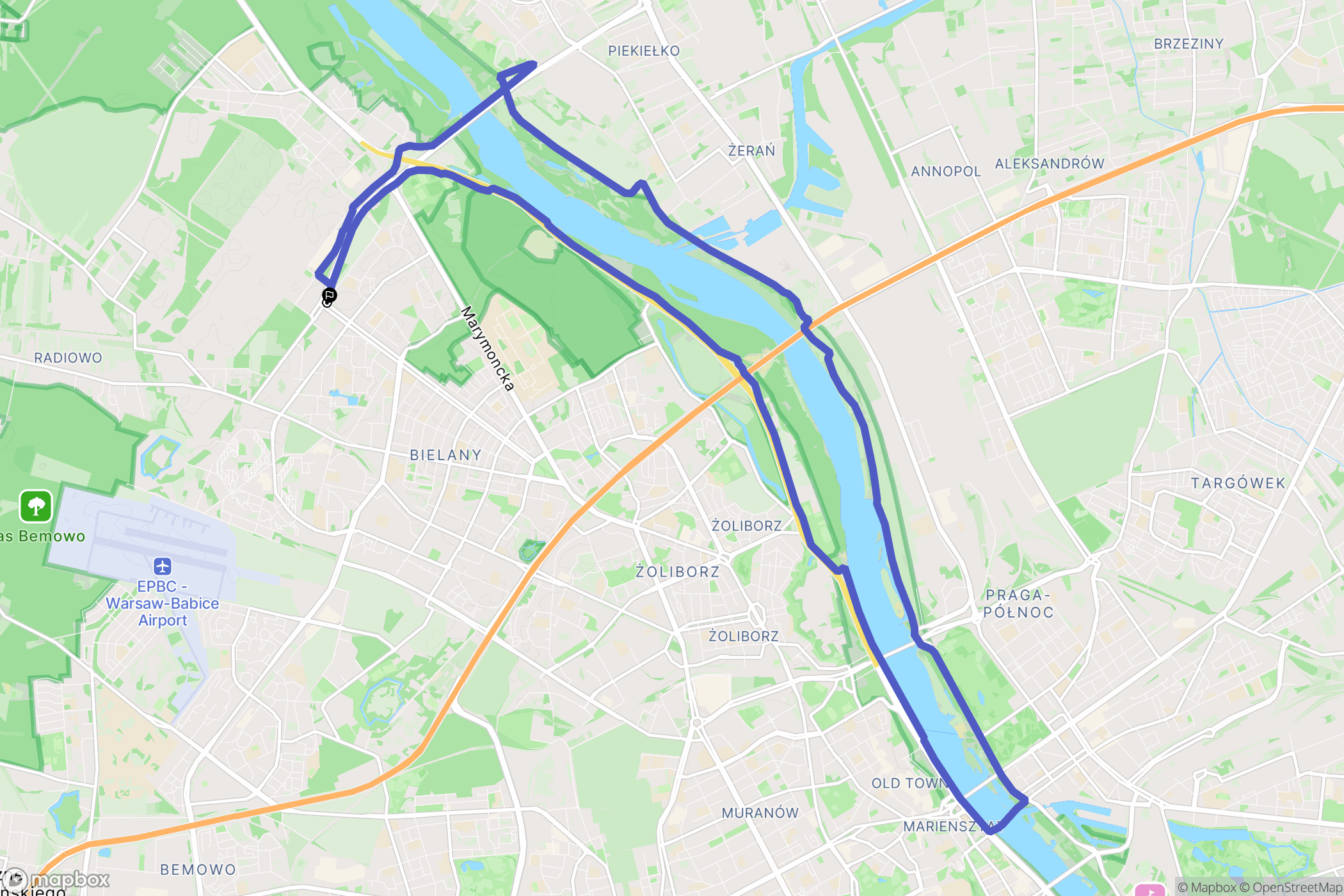 Warszawa: mapa trasy - Poland
