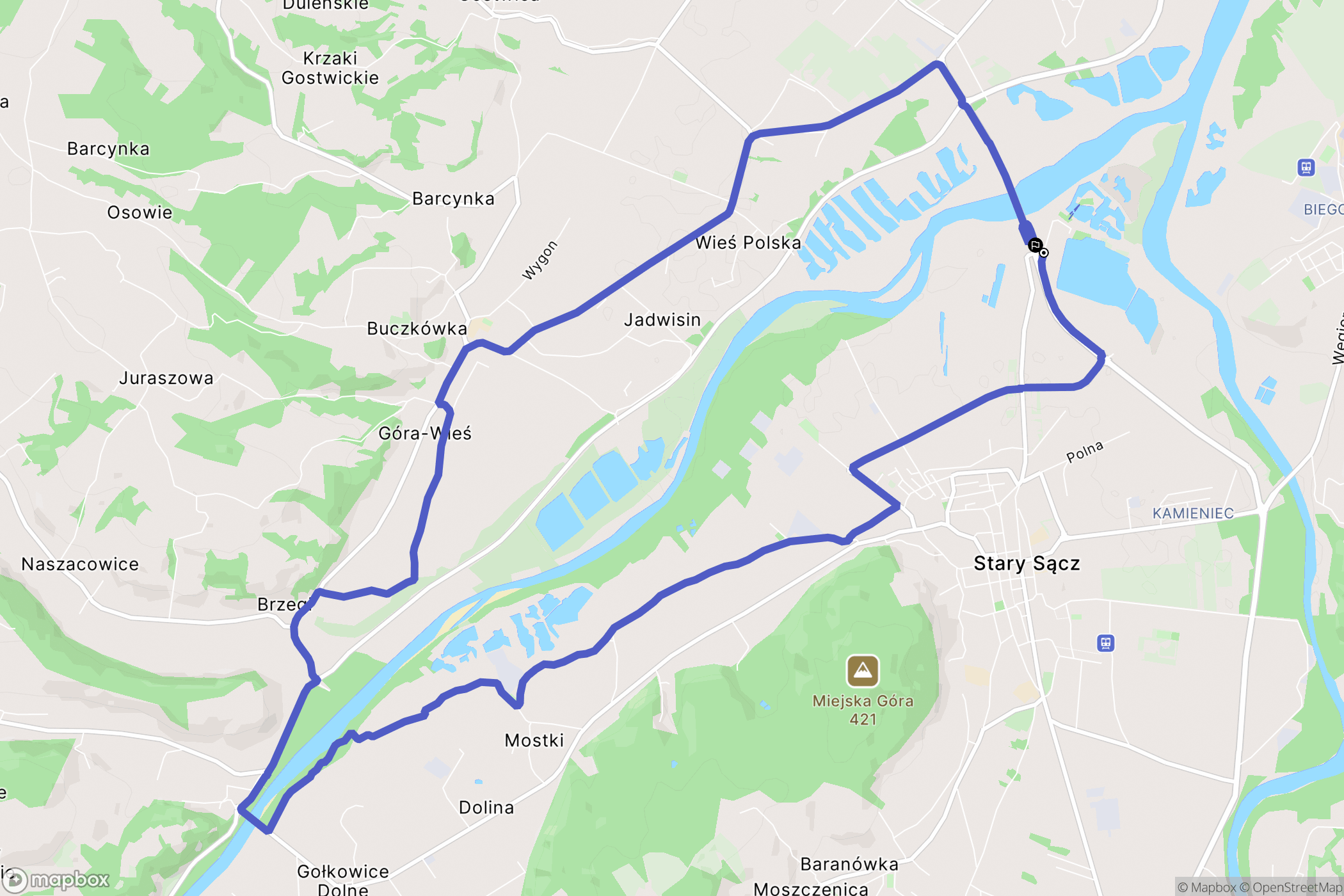 Stary Sącz: mapa trasy - Poland