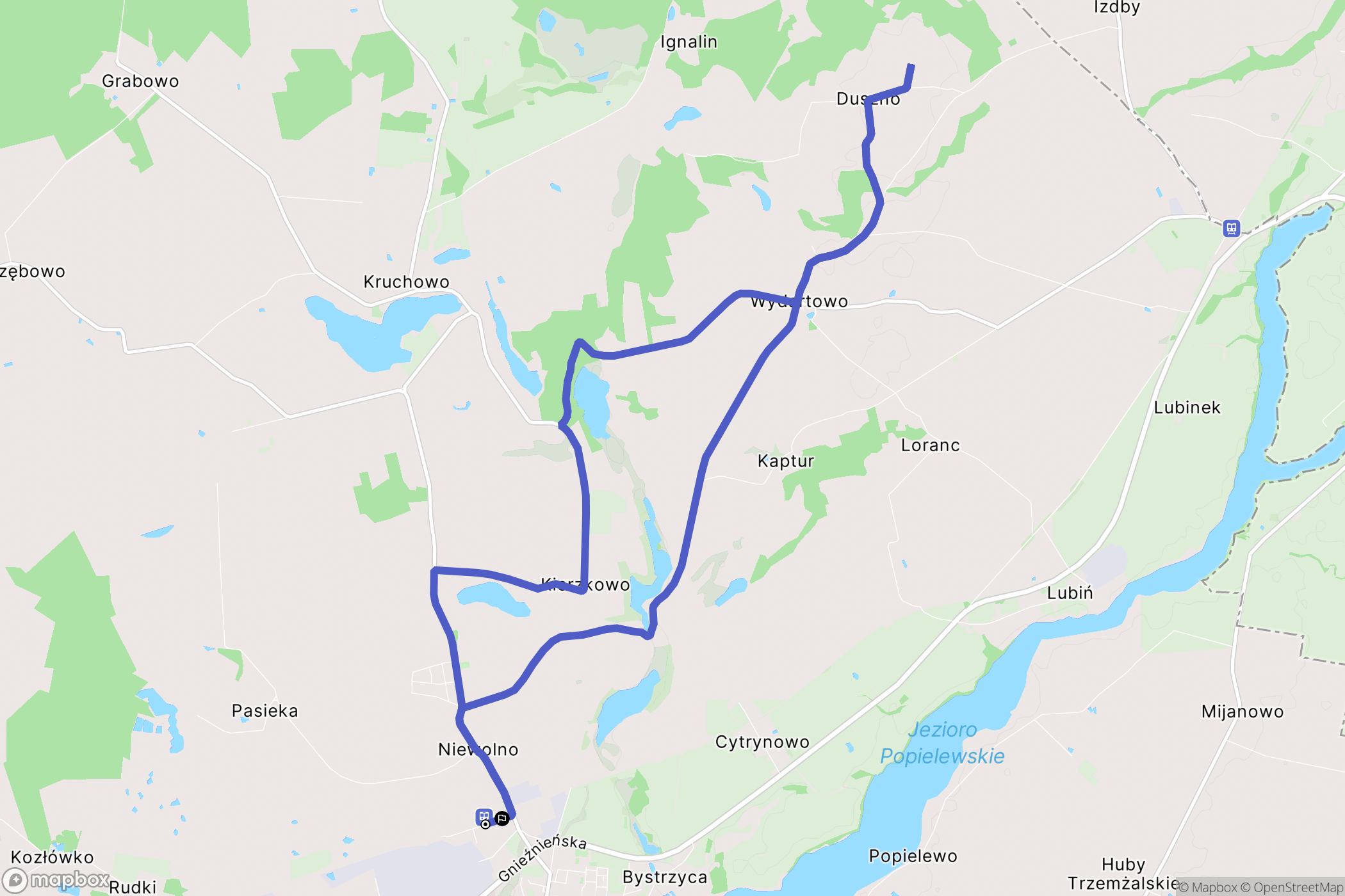 Trzemeszno: mapa trasy - Poland