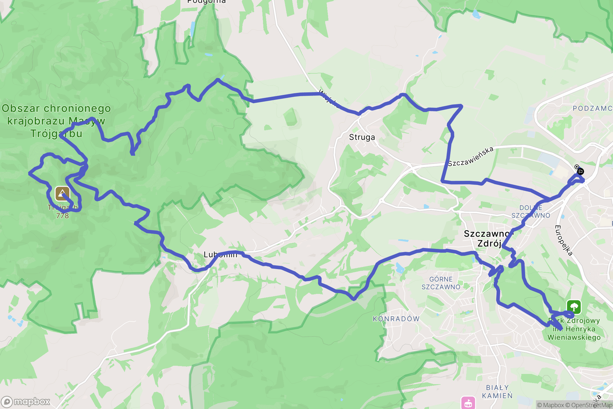Szczawno-Zdrój: mapa trasy - Poland