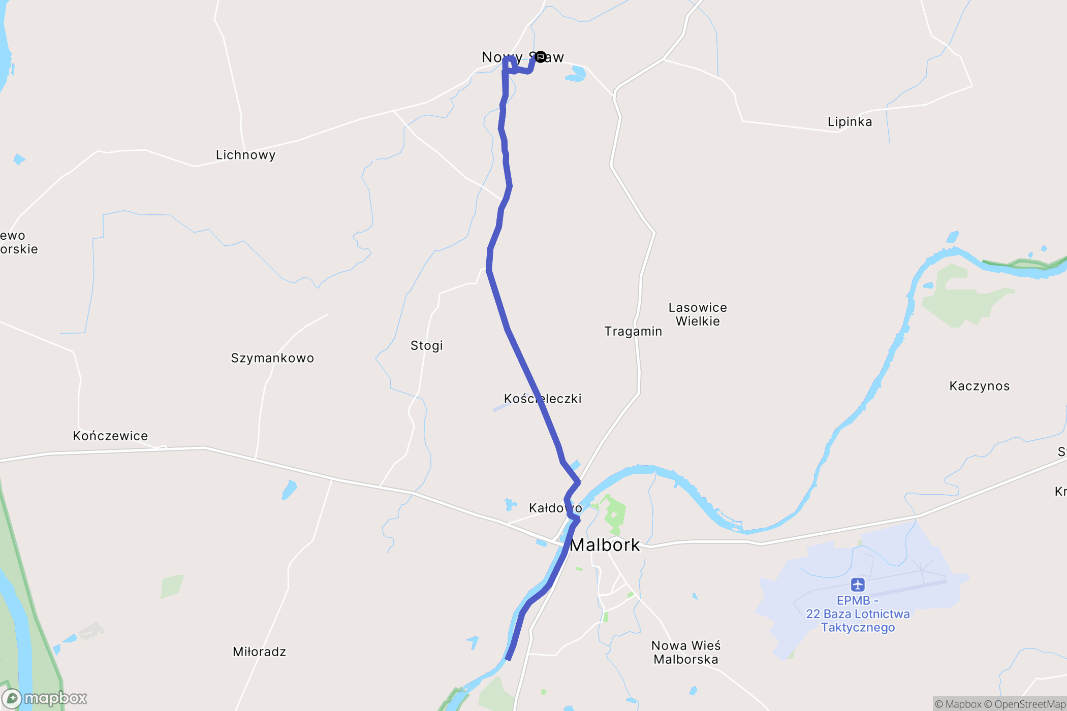 Nowy Staw: mapa trasy - Poland