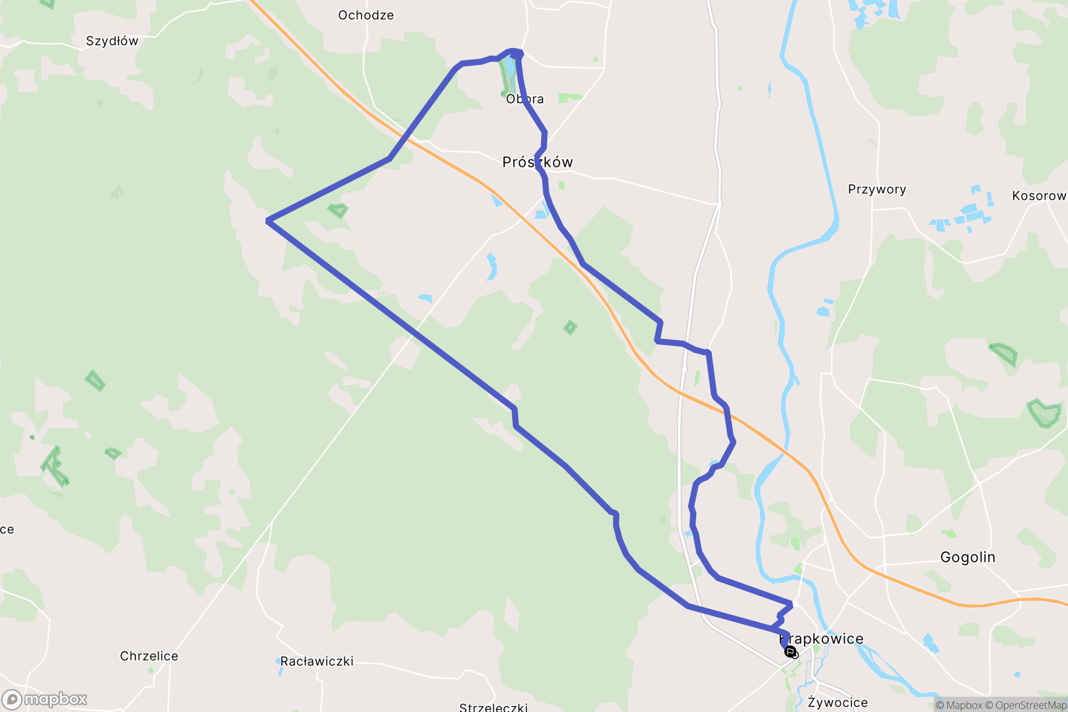 Krapkowice: mapa trasy - Poland