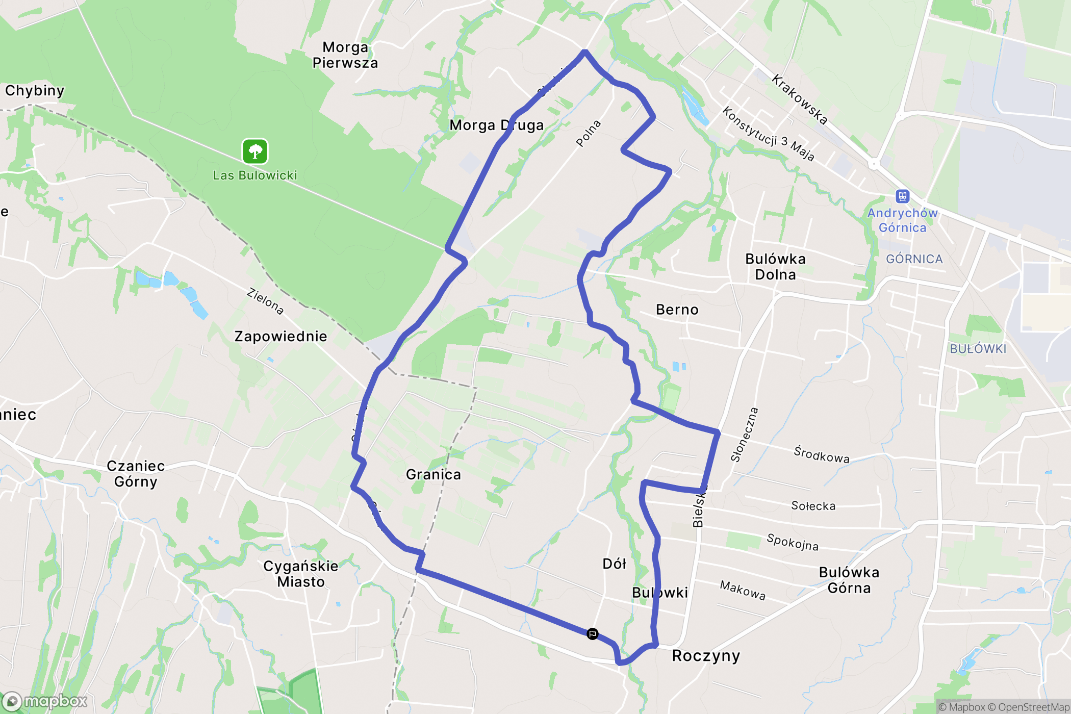 Roczyny: mapa trasy - Poland