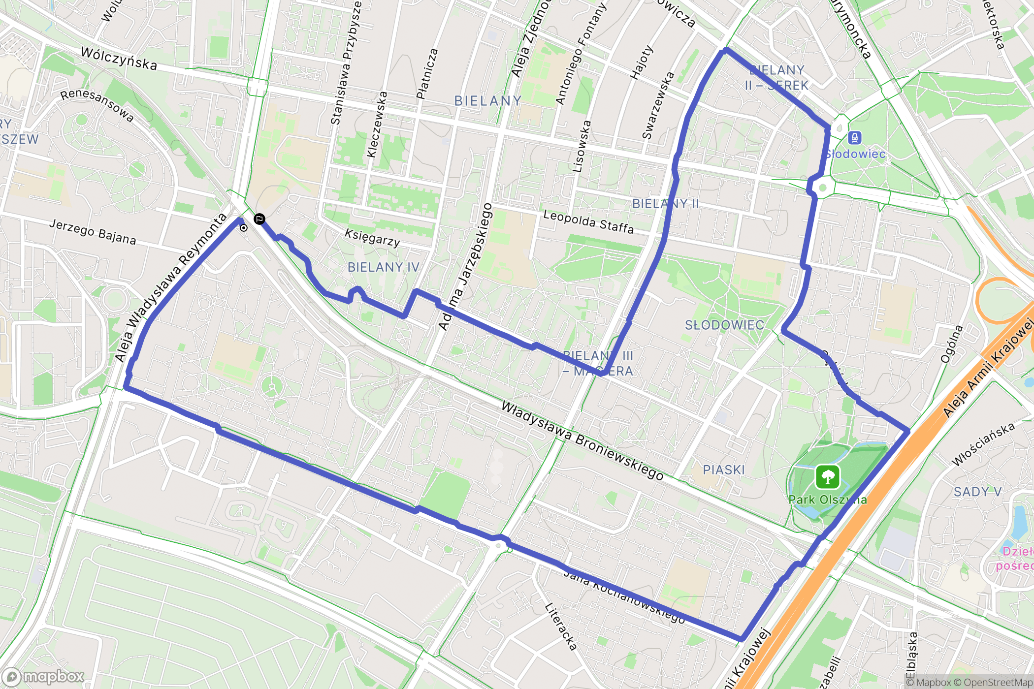 Warszawa: mapa trasy - Poland