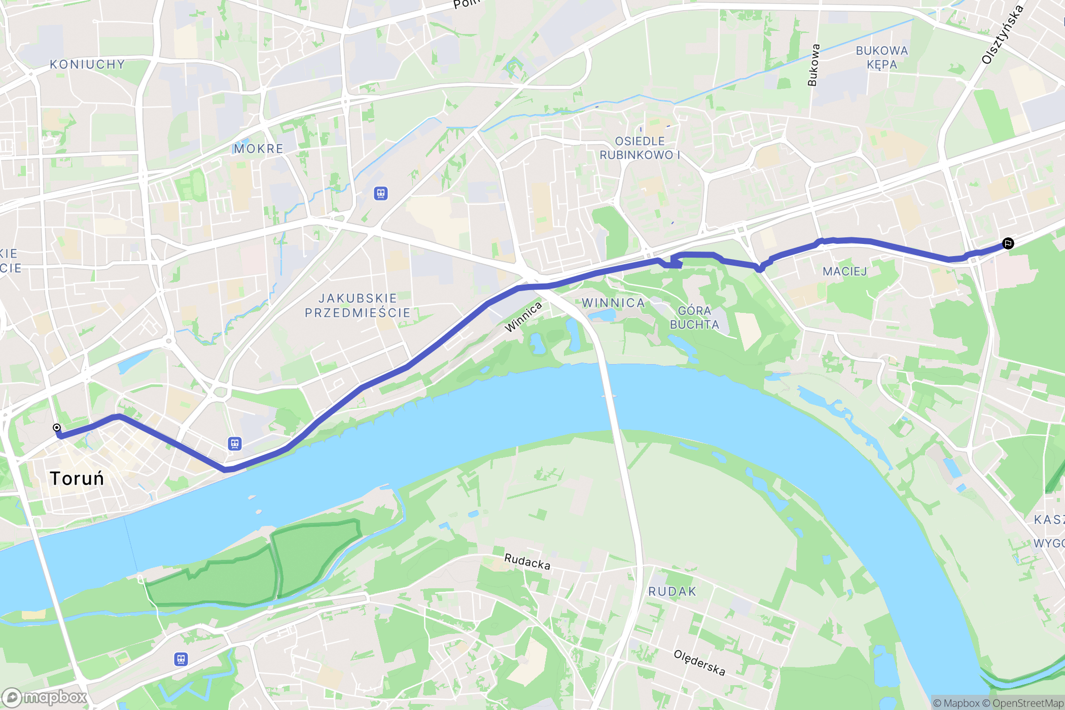 Toruń: mapa trasy - Poland