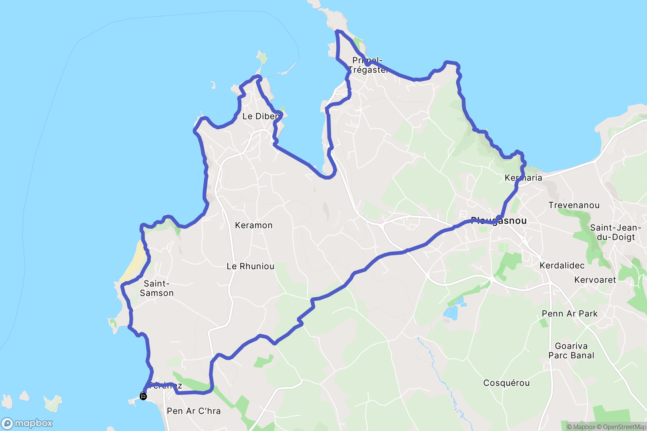 Plougasnou : carte du parcours de randonnée - France