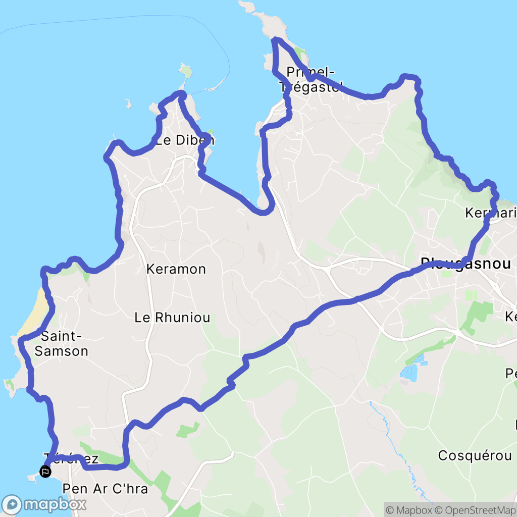 Plougasnou : carte du parcours de randonnée - France