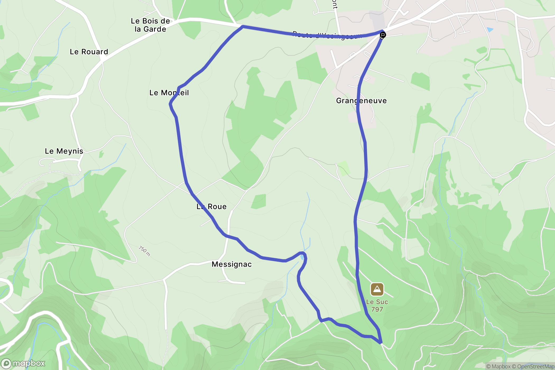 Sainte-Sigolène : carte du parcours de randonnée - France