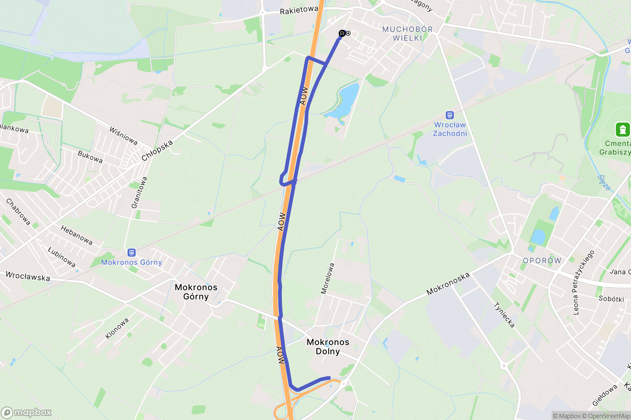 Wrocław: mapa trasy - Poland