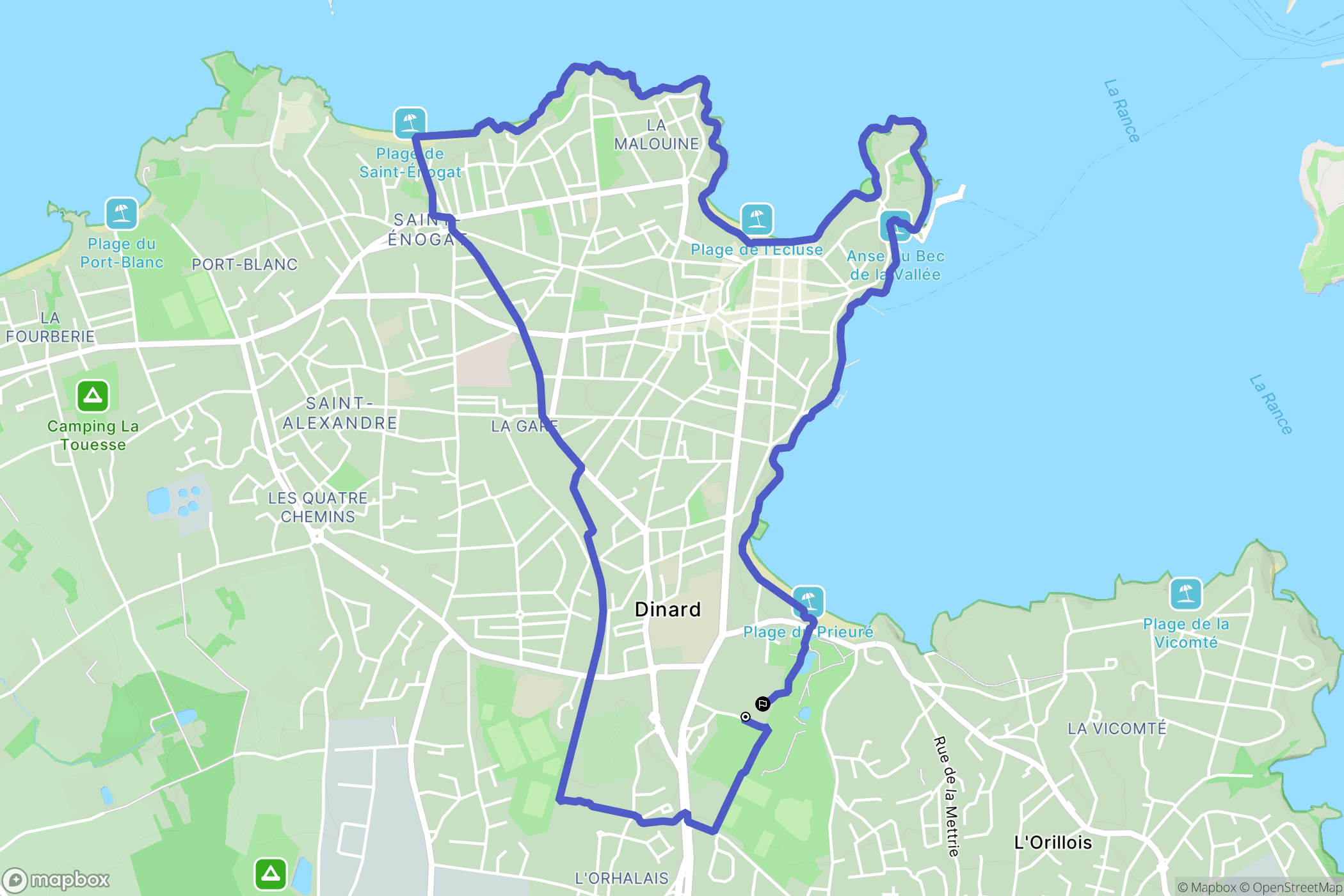 Dinard : carte du parcours de randonnée - France
