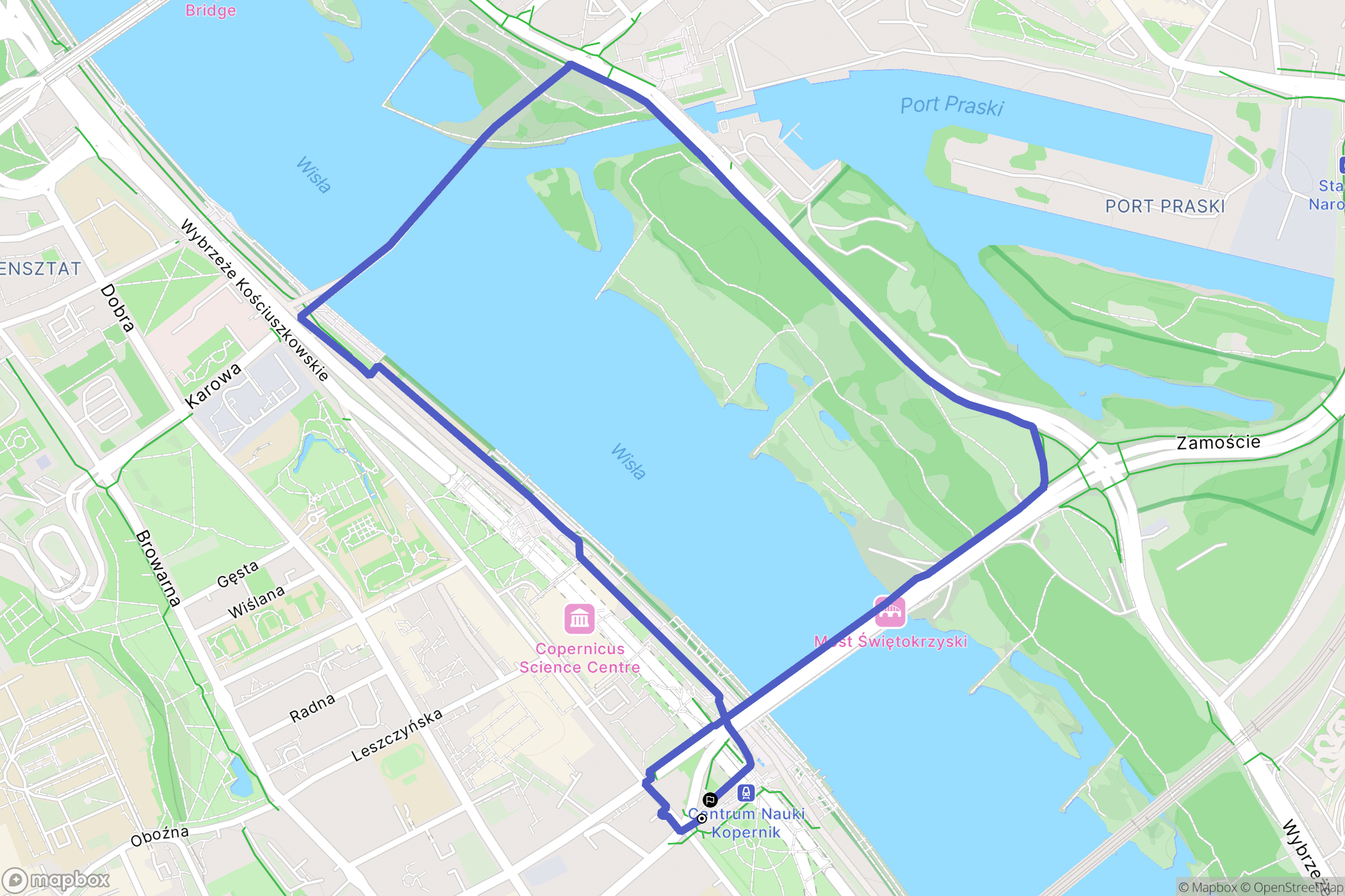 Warszawa: mapa trasy - Poland