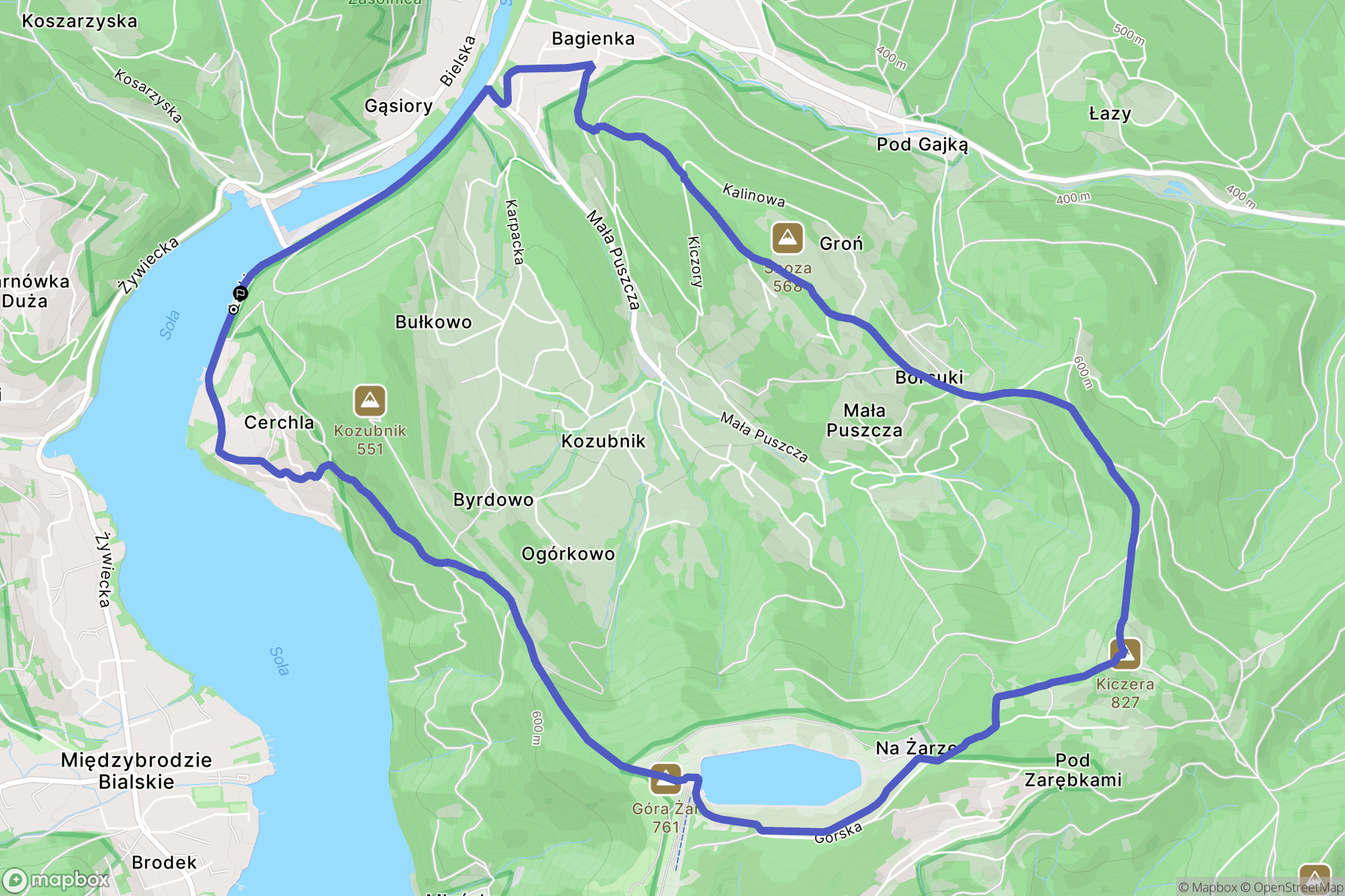 Porąbka: mapa trasy - Poland