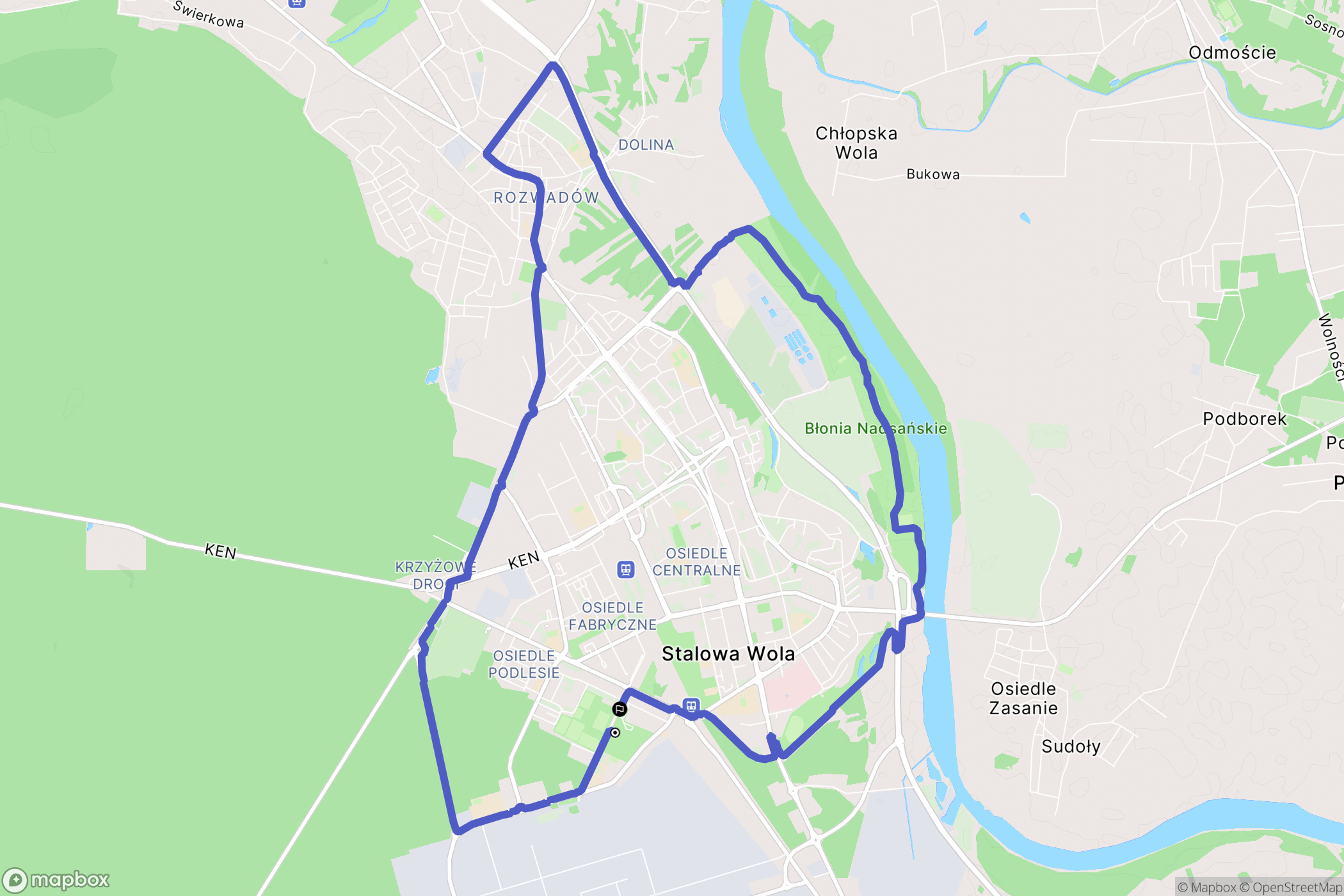 Stalowa Wola: mapa trasy - Poland