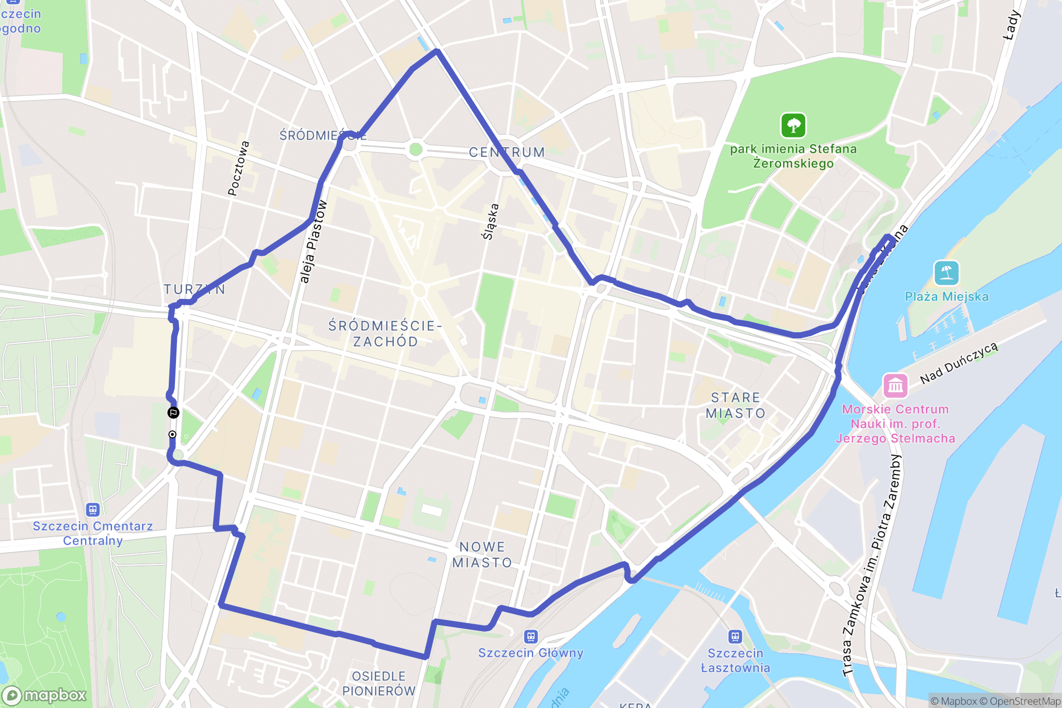 Szczecin: mapa trasy - Poland