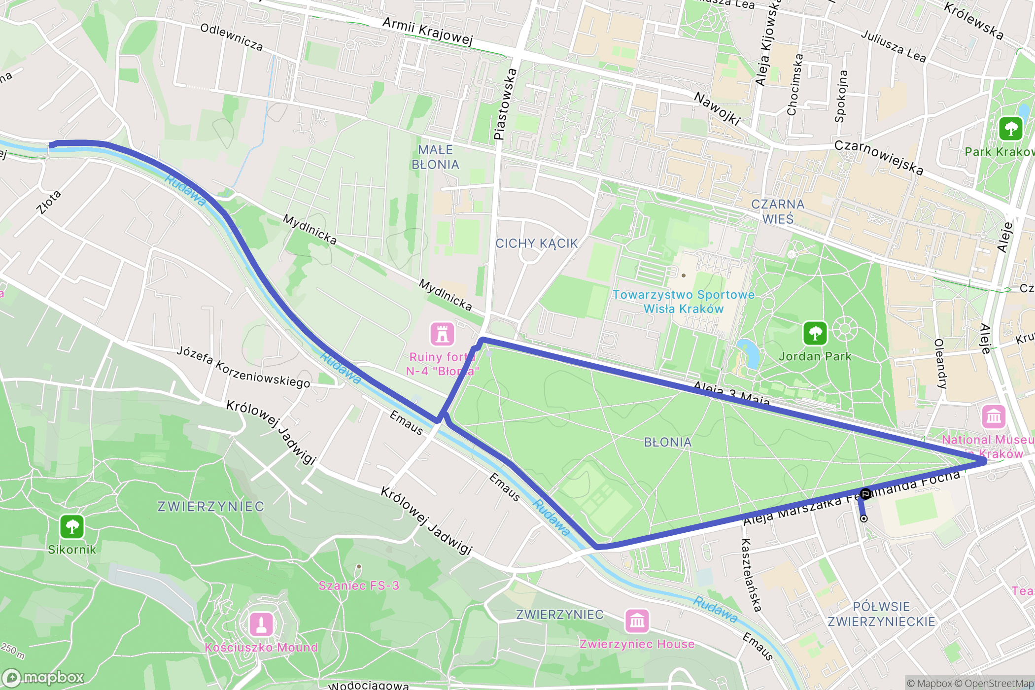 Kraków: mapa trasy - Poland