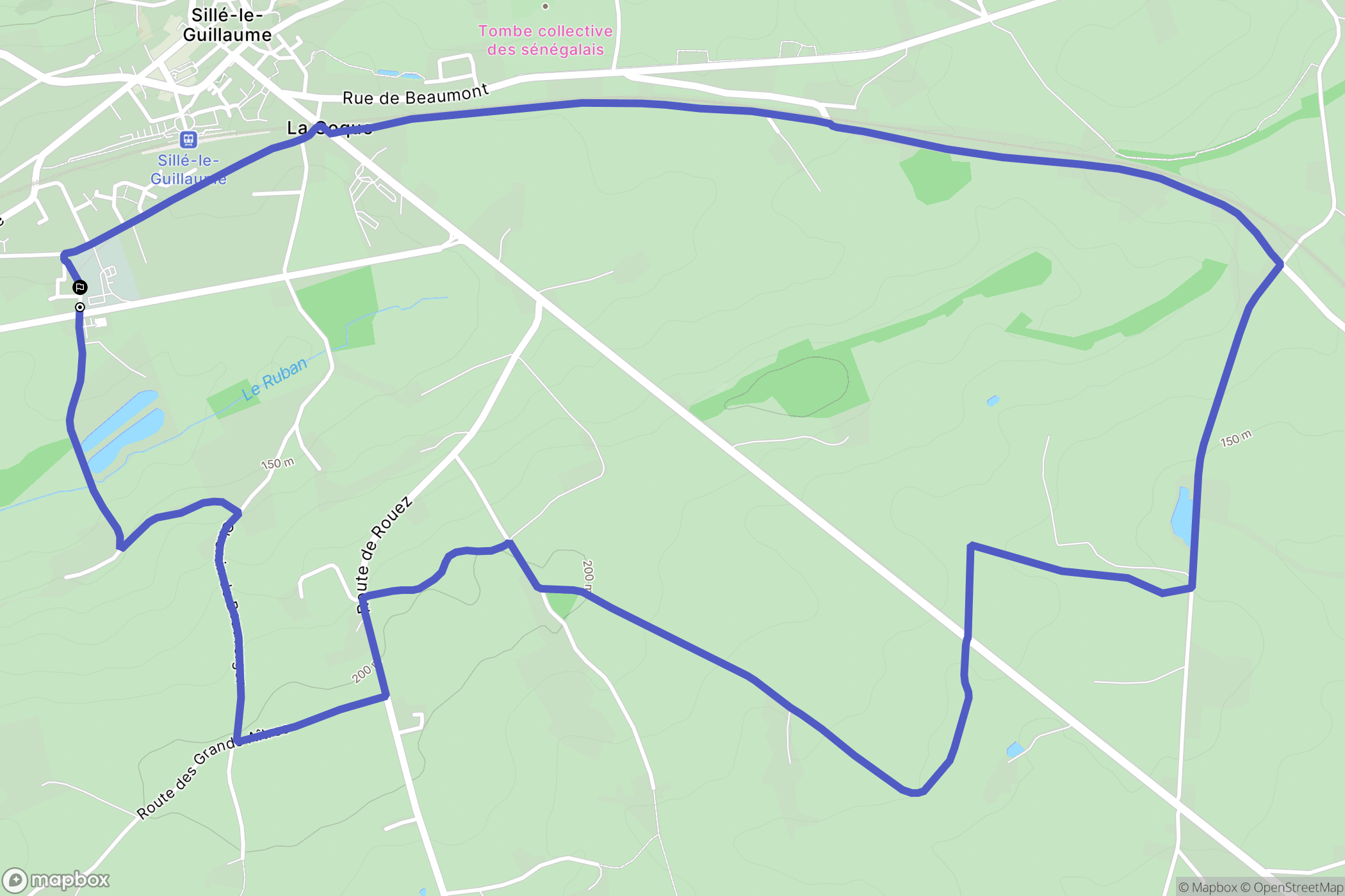 Sillé-le-Guillaume : carte du parcours de randonnée - France
