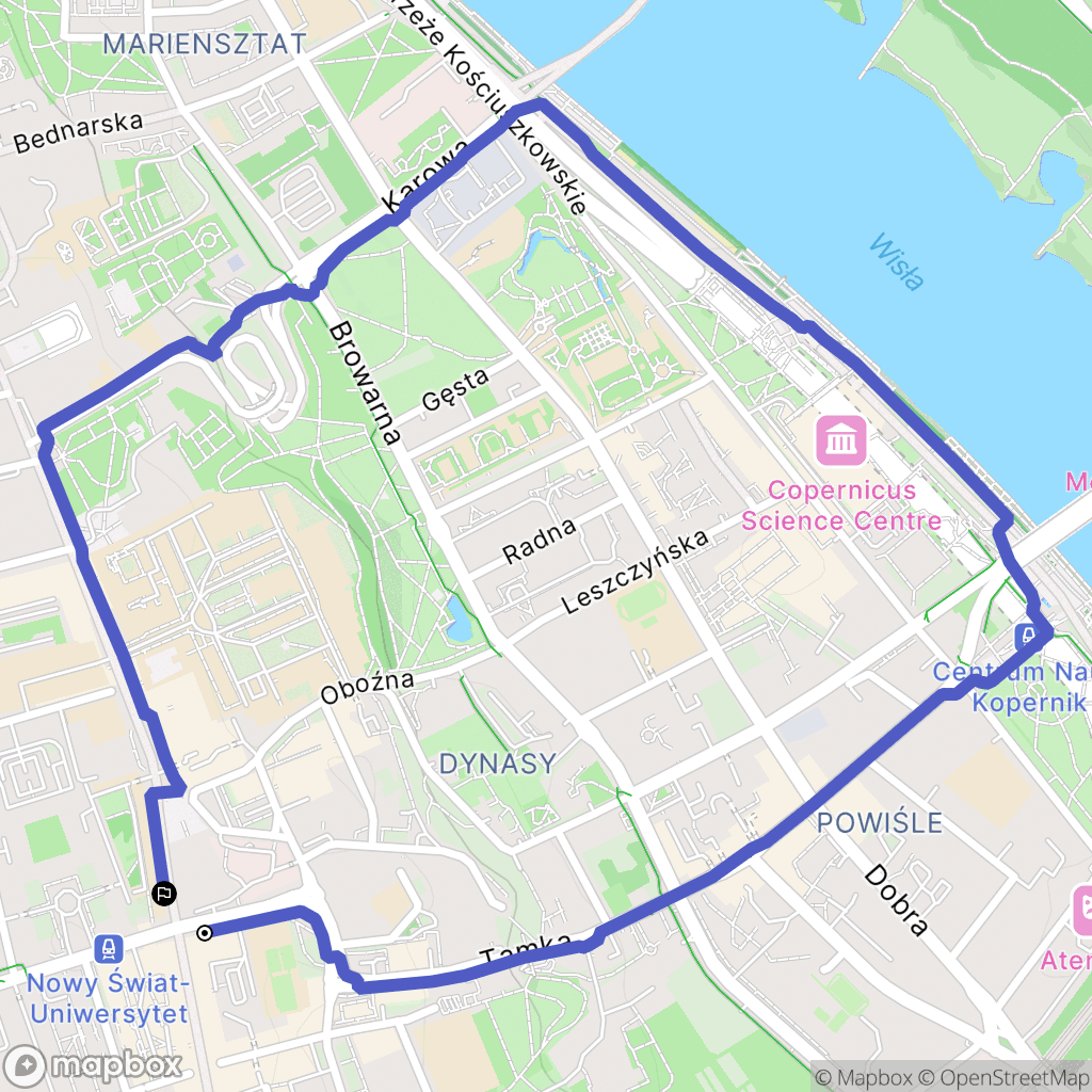 Warszawa: mapa trasy - Poland