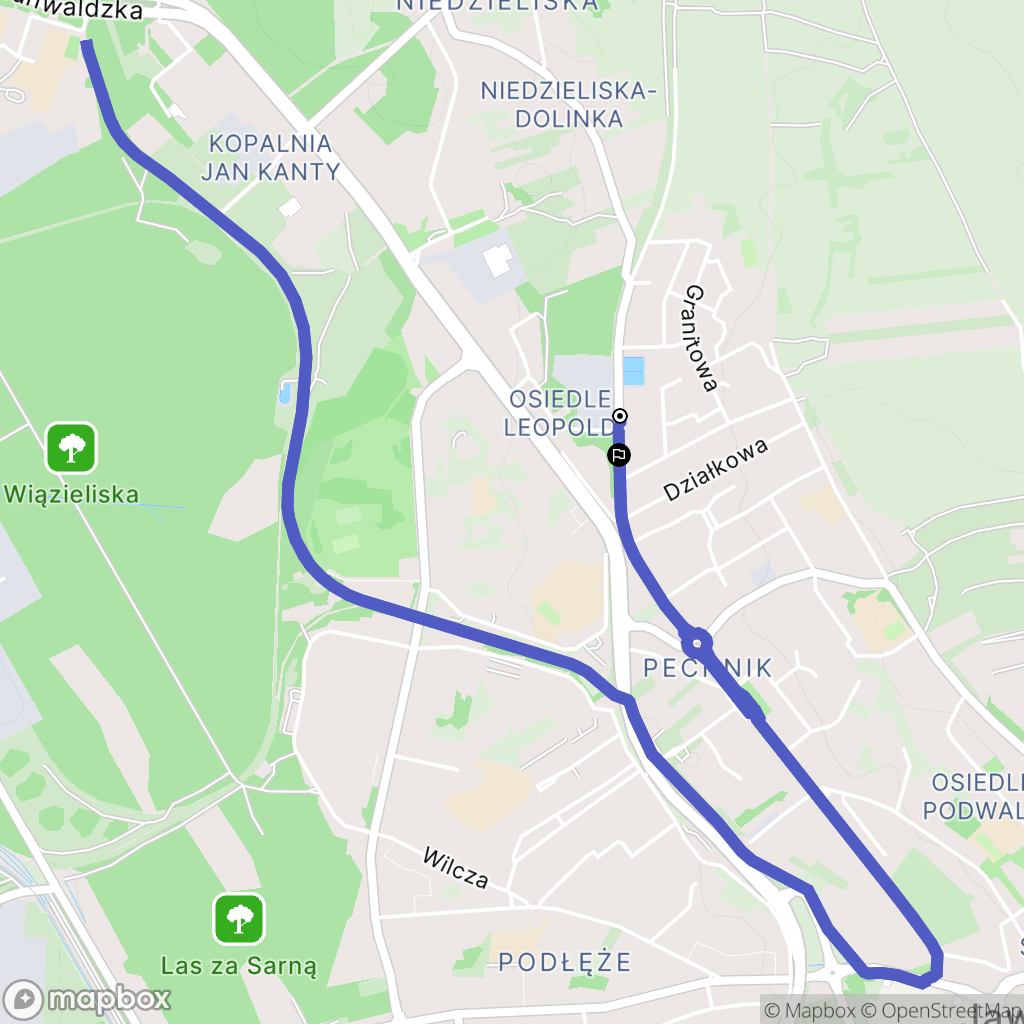 Jaworzno: mapa trasy - Poland