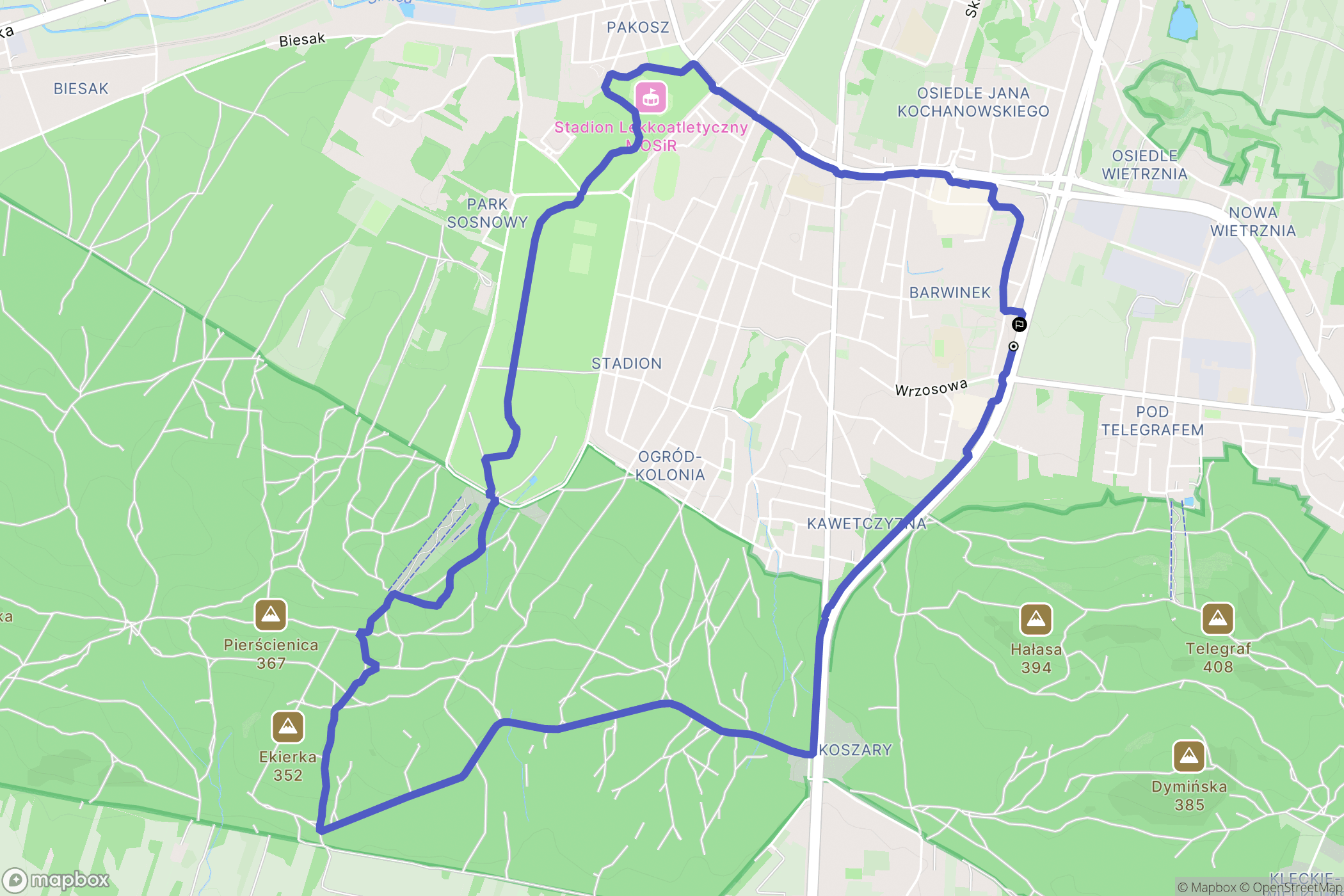 Kielce: mapa trasy - Poland