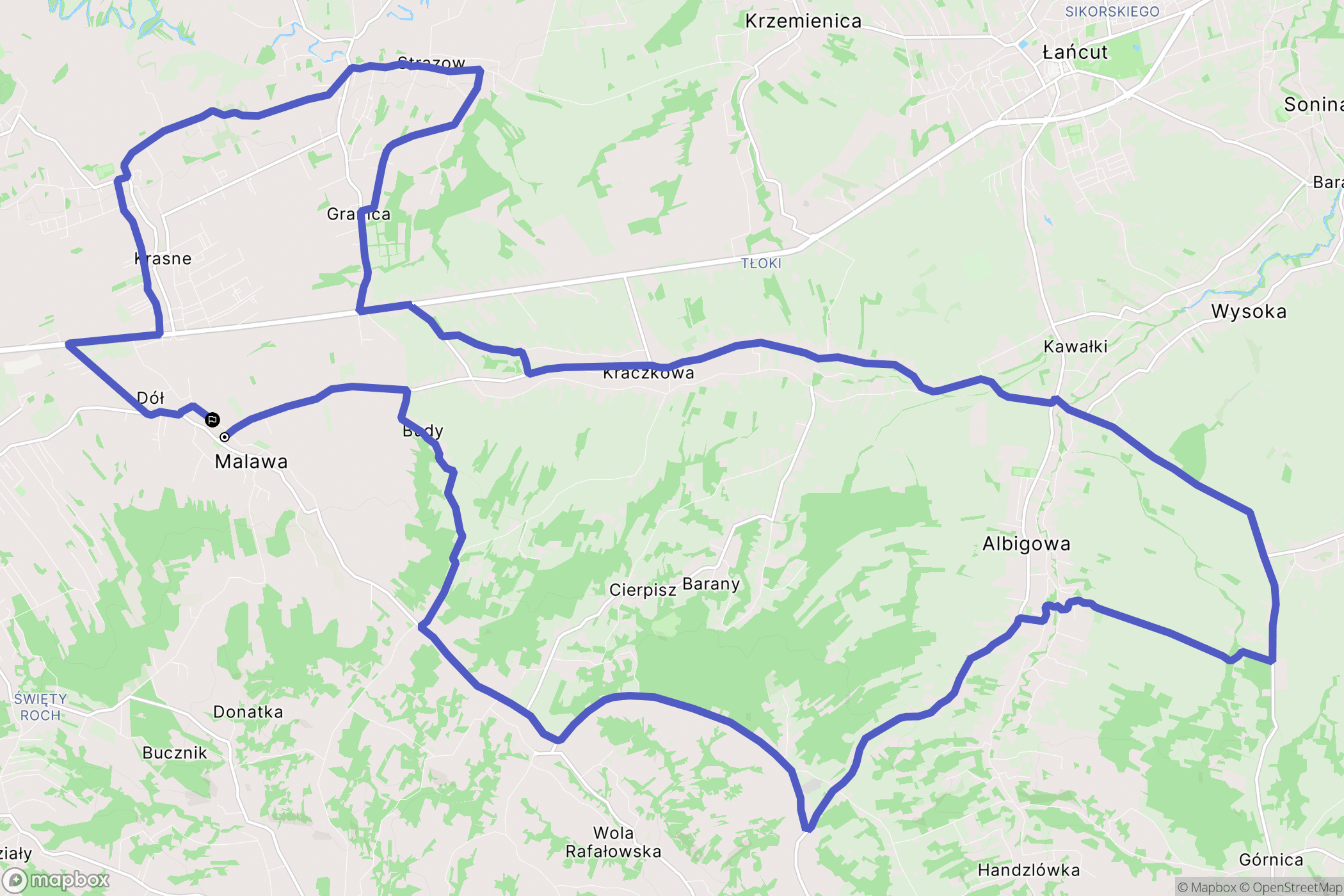 Malawa: mapa trasy - Poland