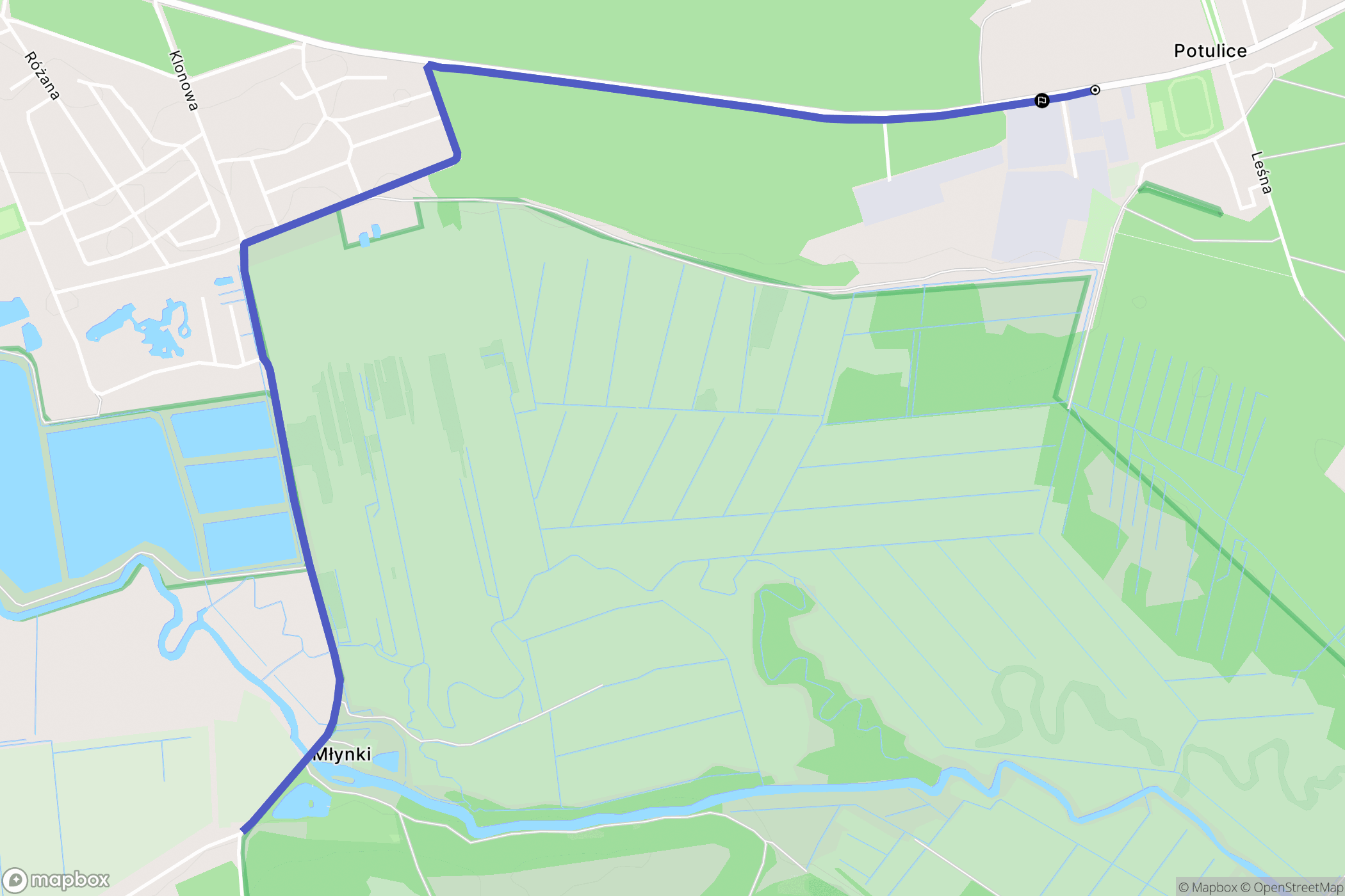 Potulice: mapa trasy - Poland