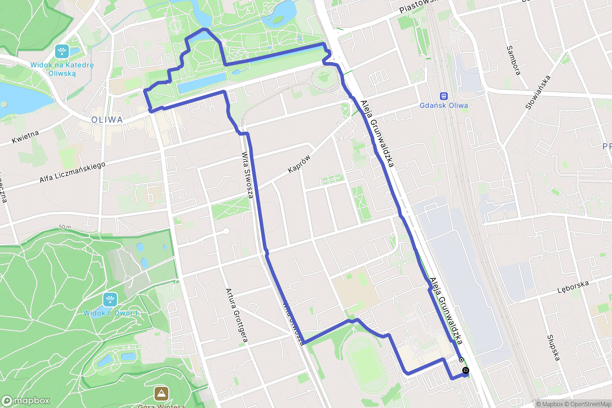 Gdańsk: mapa trasy - Poland