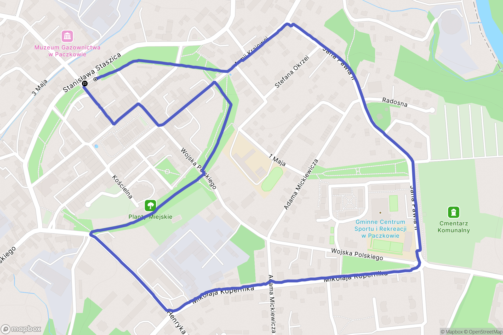 Paczków: mapa trasy - Poland