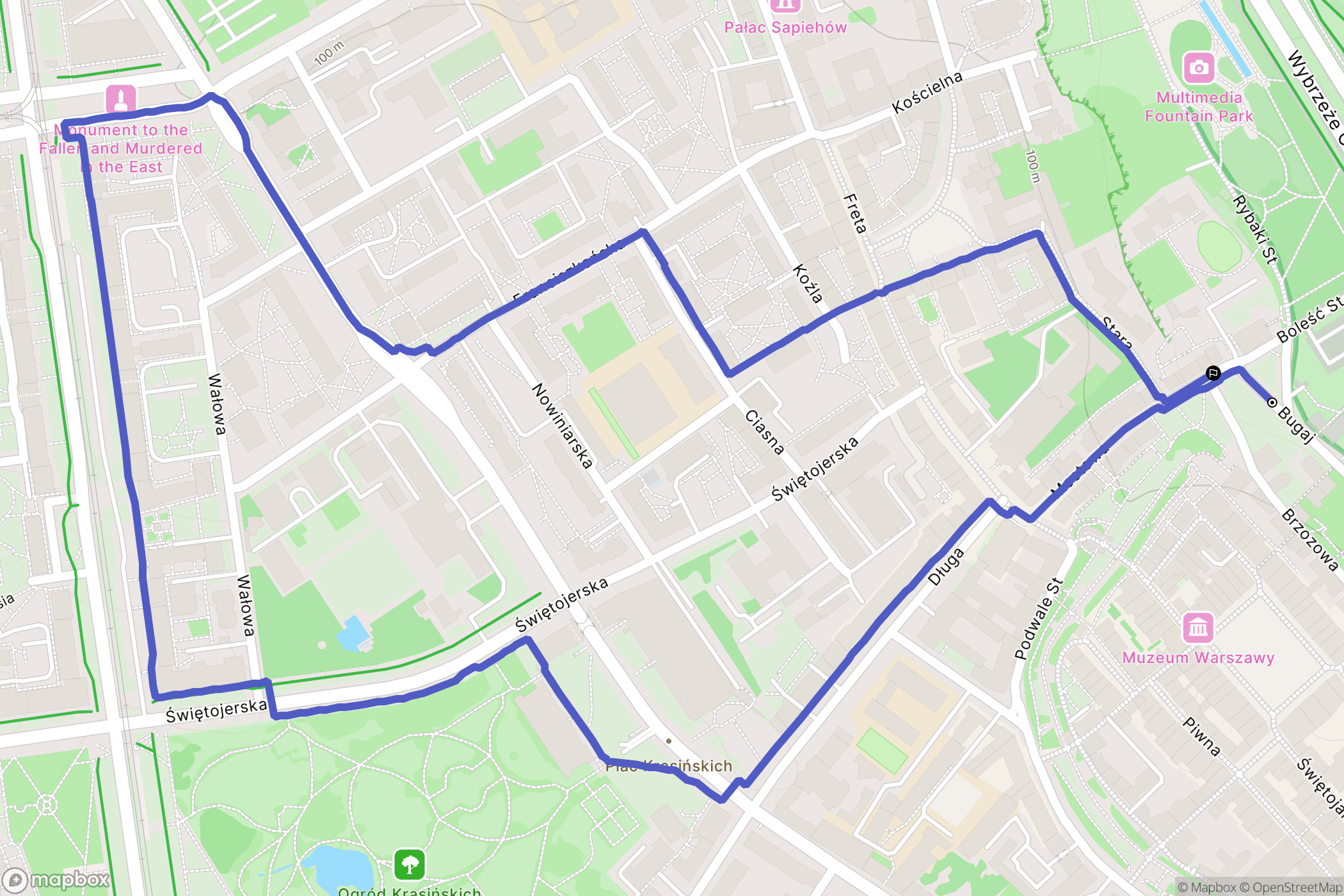 Warszawa: mapa trasy - Poland