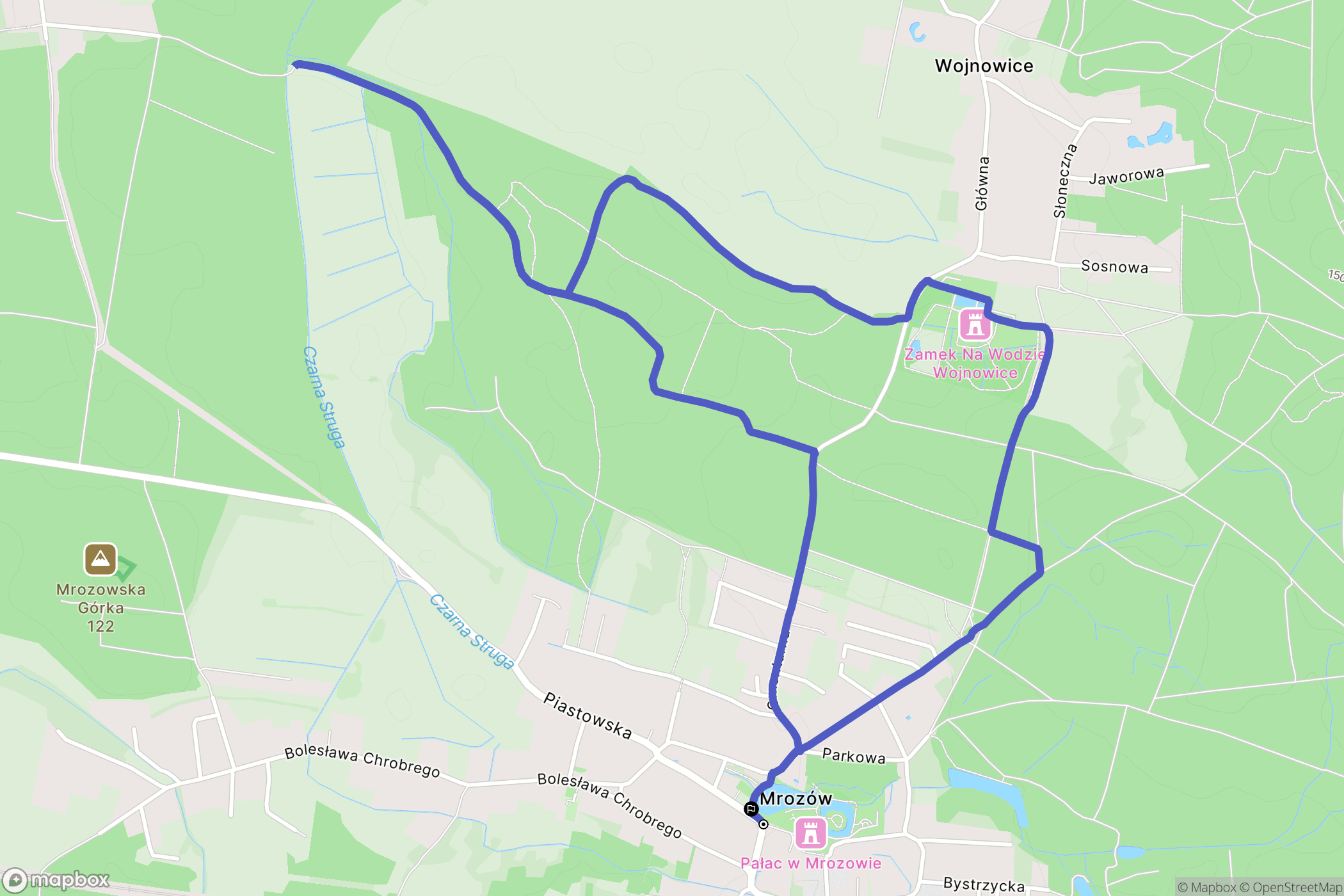 Mrozów: mapa trasy - Poland