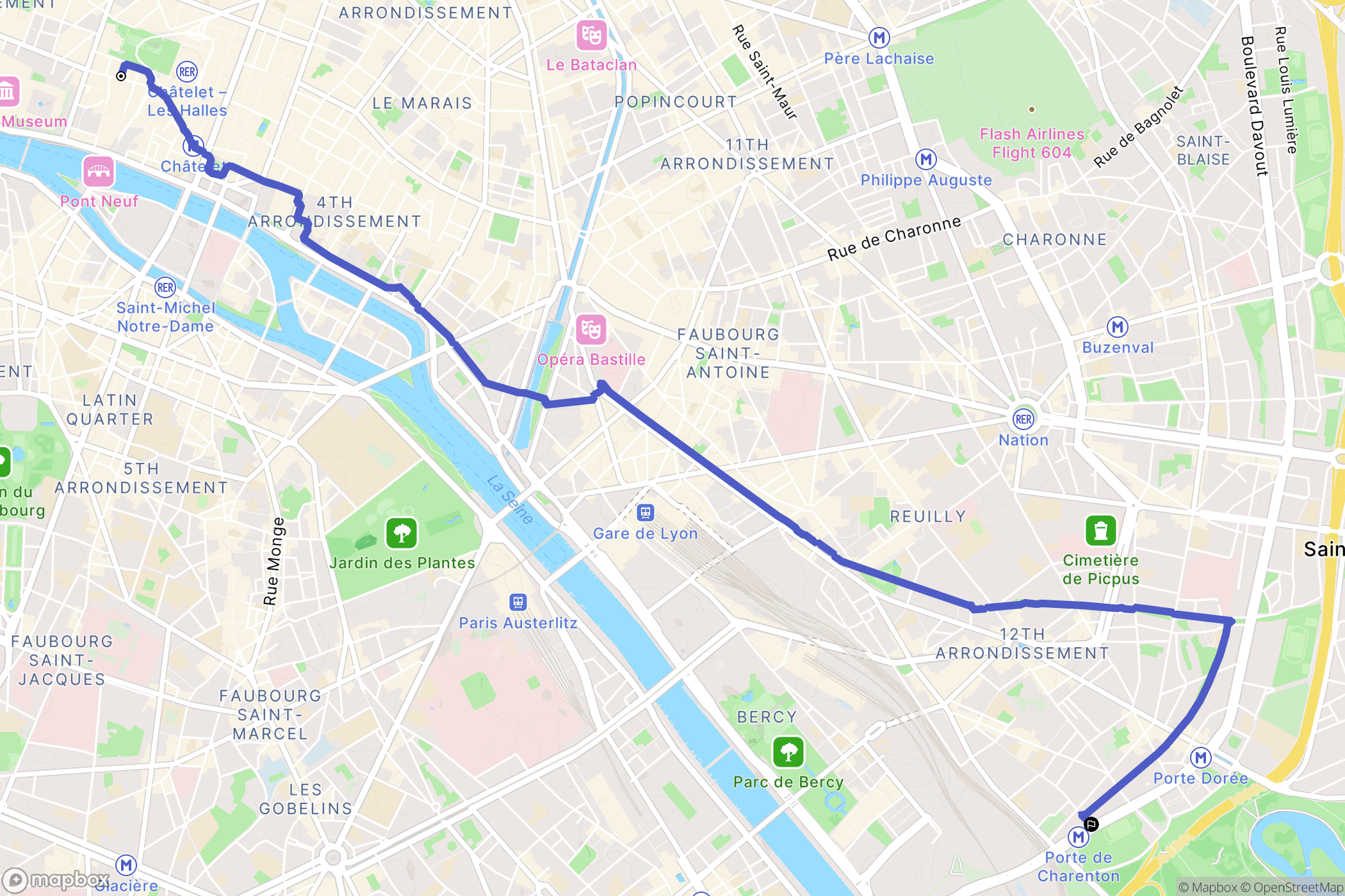 Paris : carte du parcours de randonnée - France