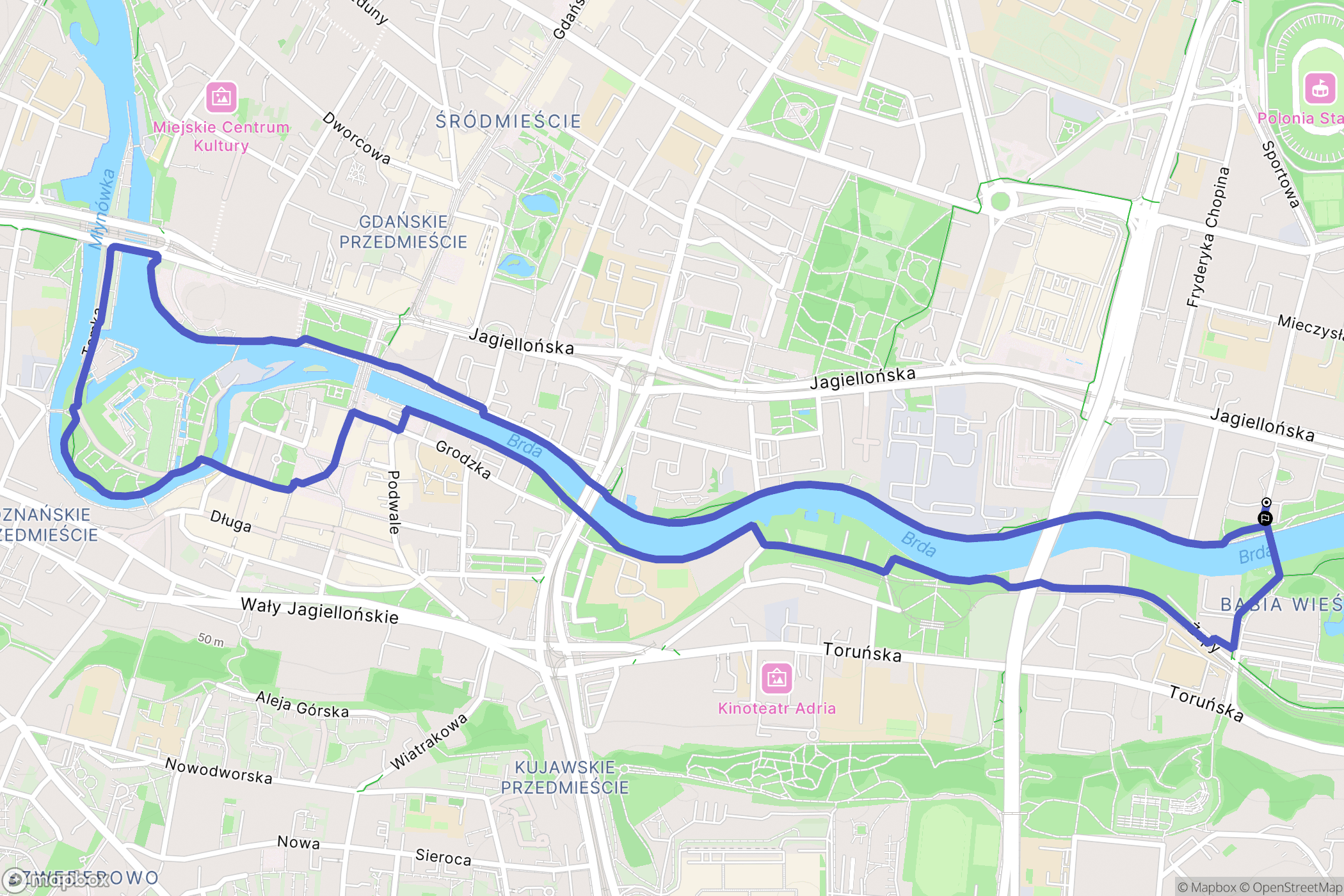Bydgoszcz: mapa trasy - Poland