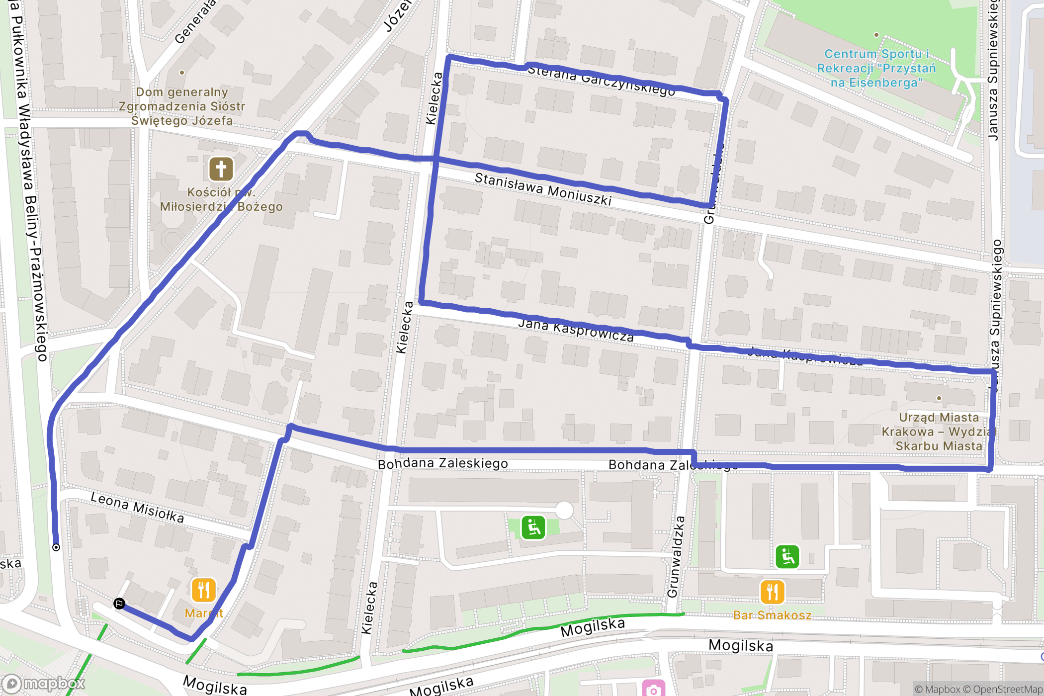 Kraków: mapa trasy - Poland